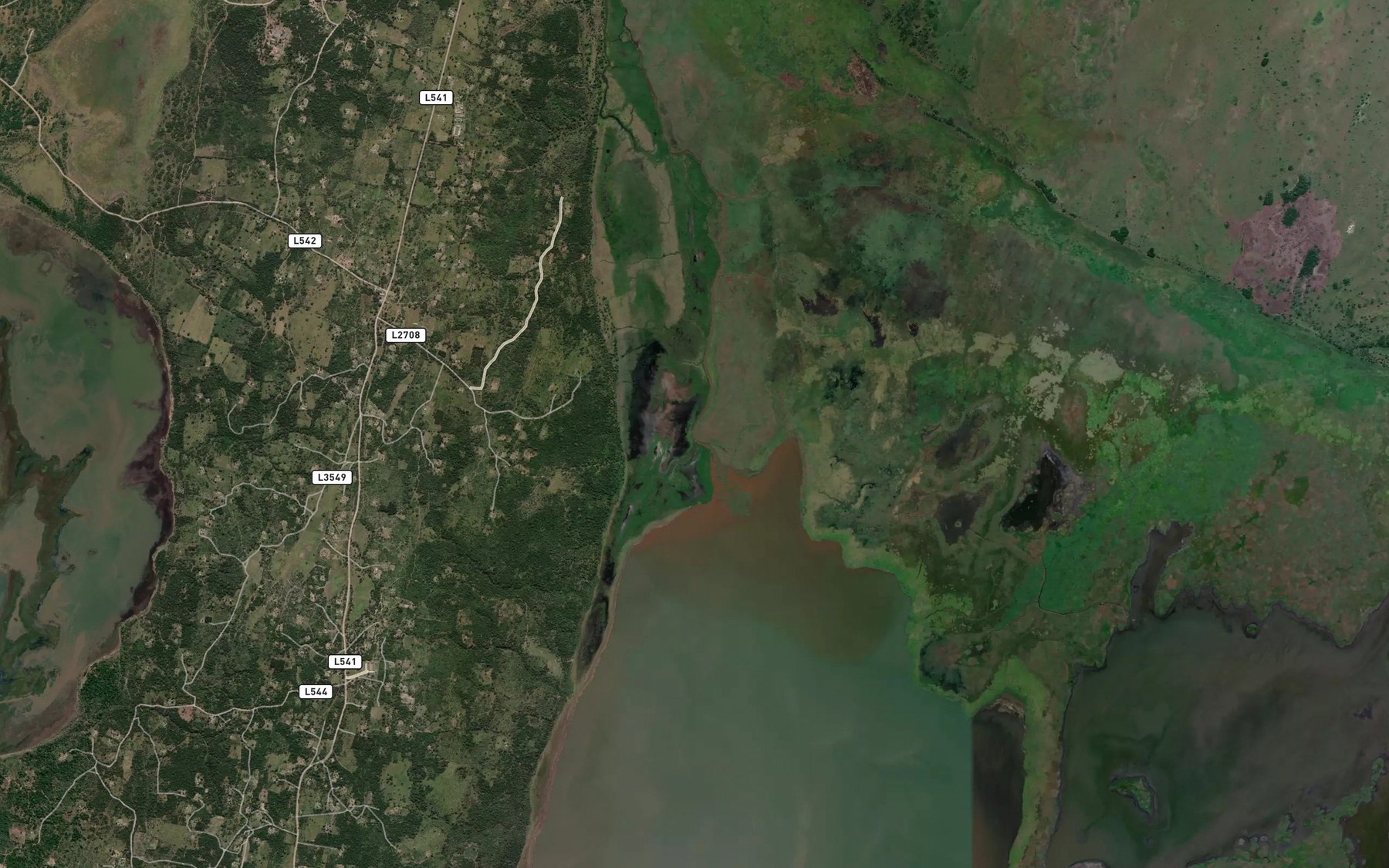 Satellite map of the Mkuze River Mouth