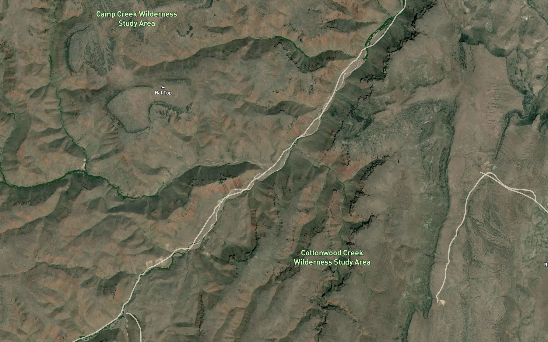 Satellite map of the Camp Creek