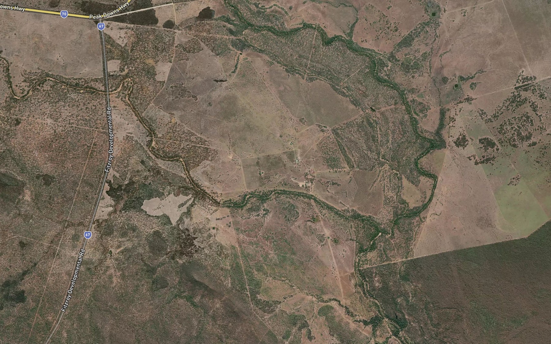 Satellite map of the Harrybrandt Creek