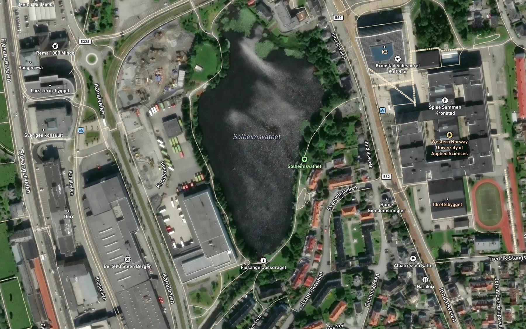 Satellite map of the Solheimsvatnet