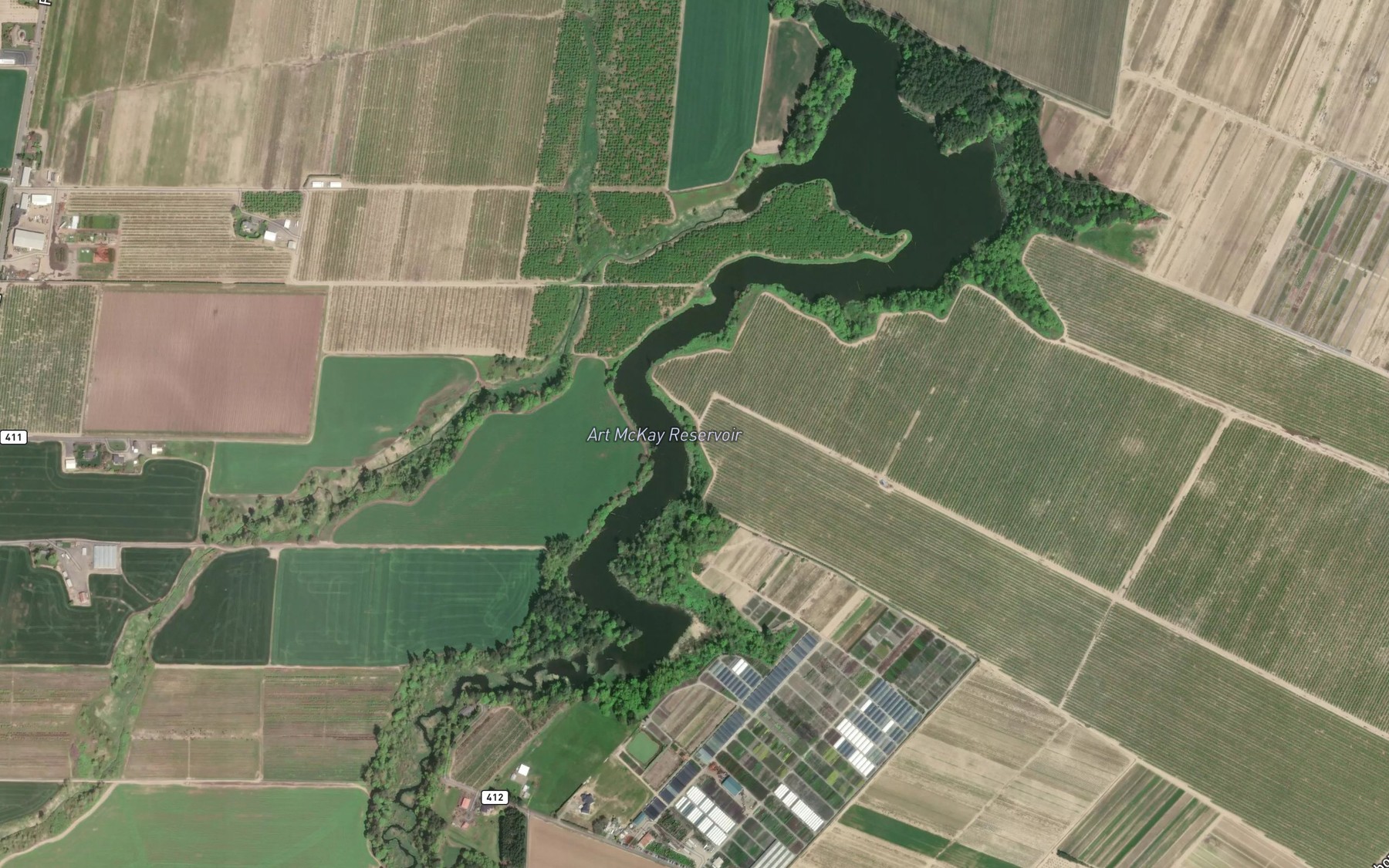 Satellite map of the Art McKay Reservoir