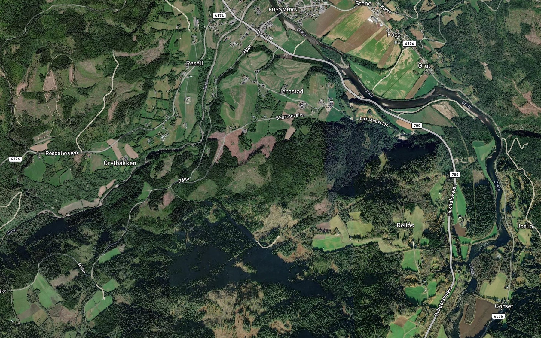 Satellite map of the Skardasbekken