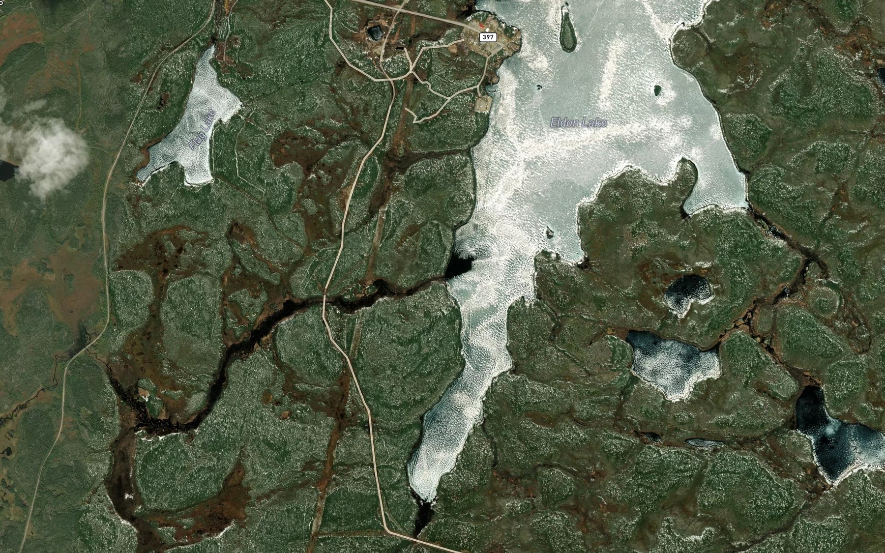 Satellite map of the Muter Creek