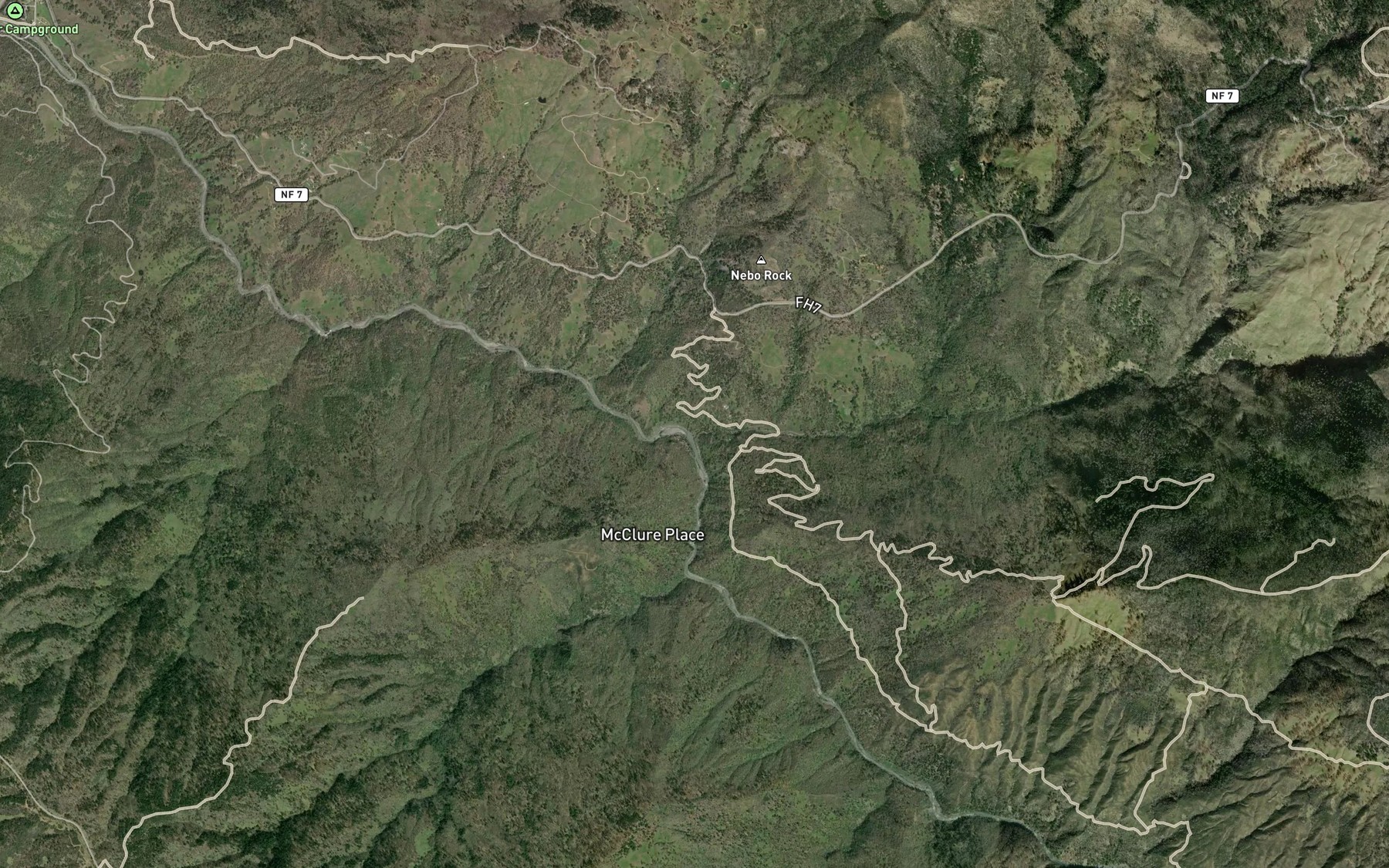 Satellite map of the Jumpoff Creek