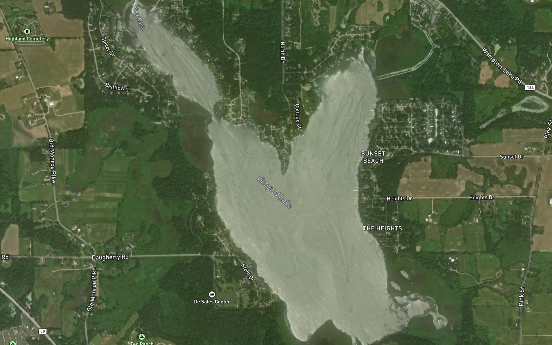 Satellite map of the Vineyard Lake