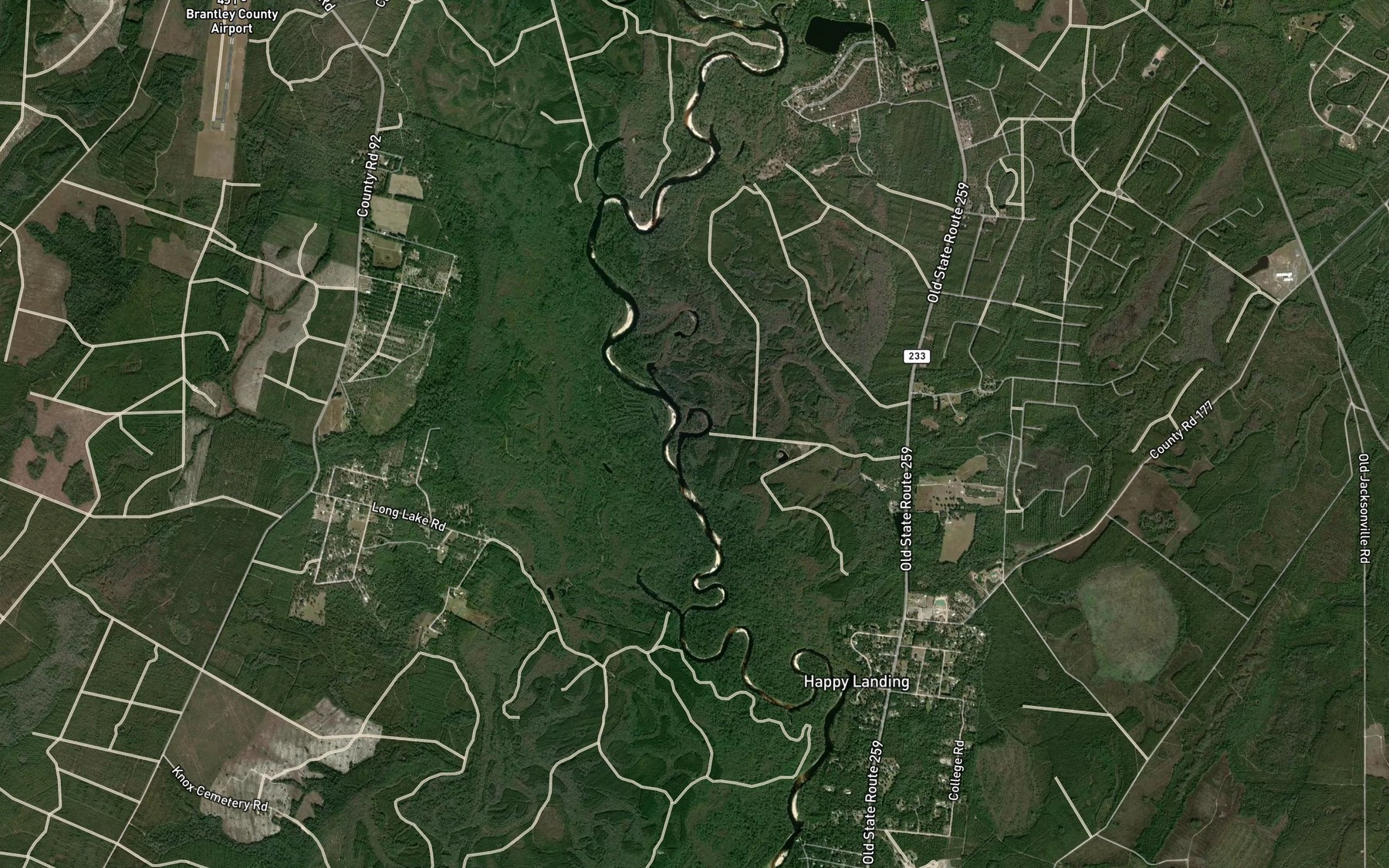 Satellite map of the Doe Lake