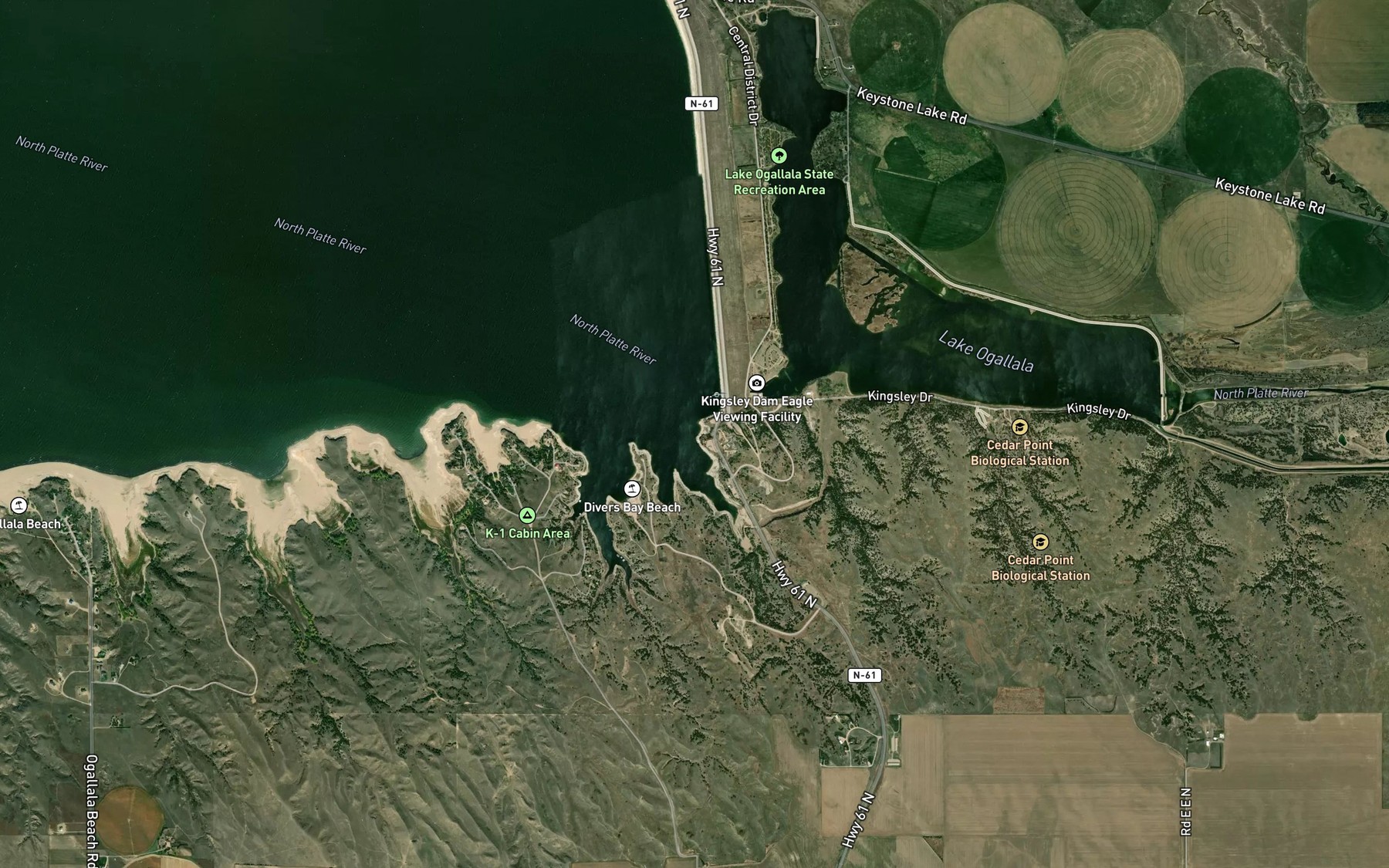 Satellite map of the Spillway Bay