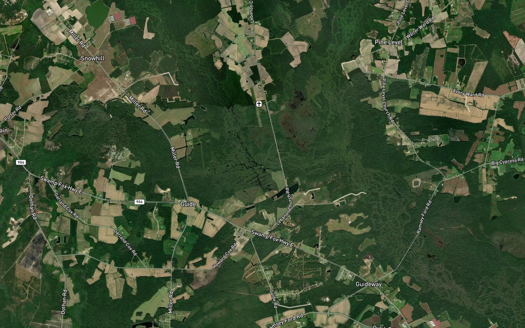 Satellite map of the Juniper Swamp
