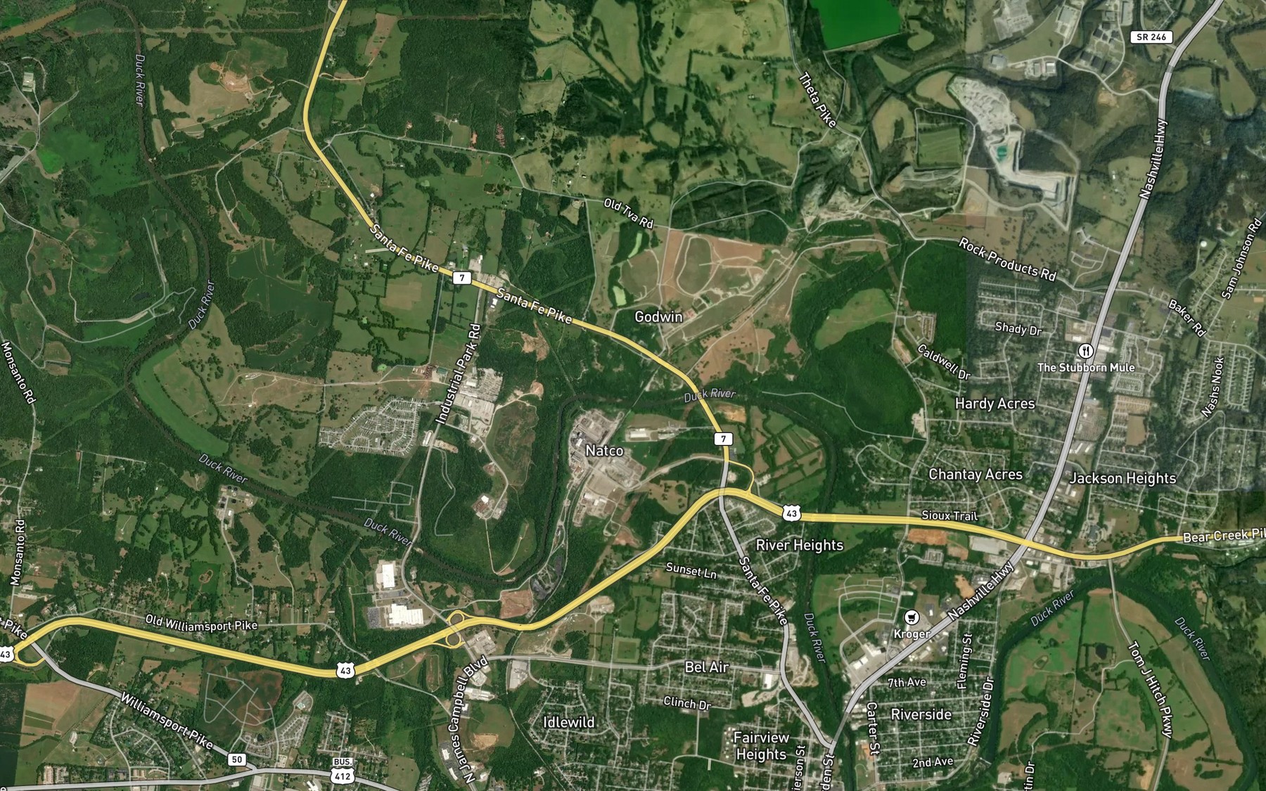 Satellite map of the Cavespring Branch