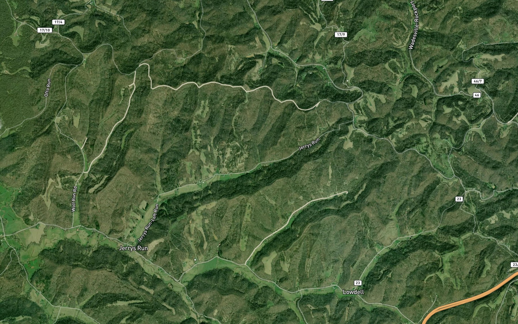 Satellite map of the Sugarcamp Run