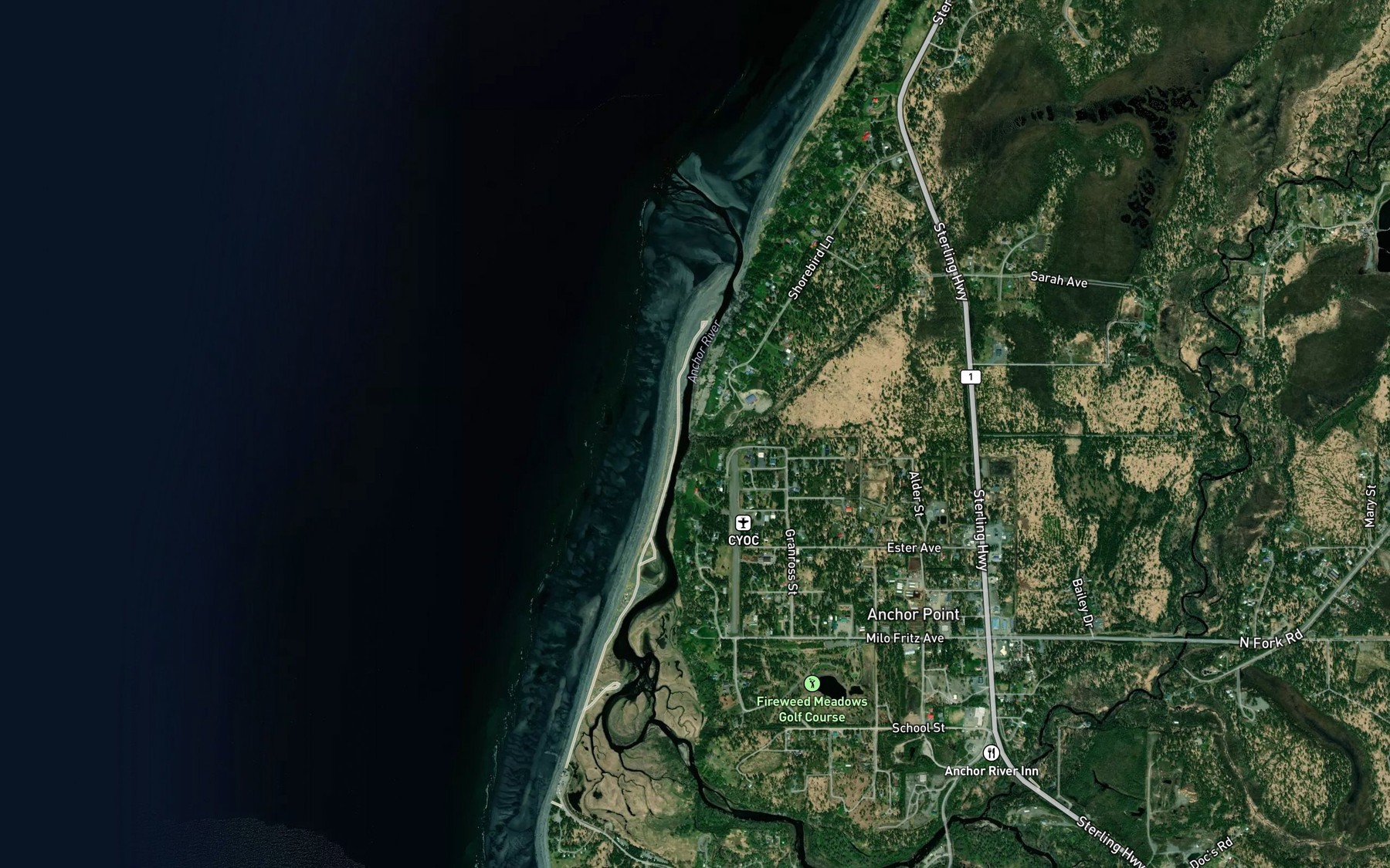 Satellite map of the Granroos Creek