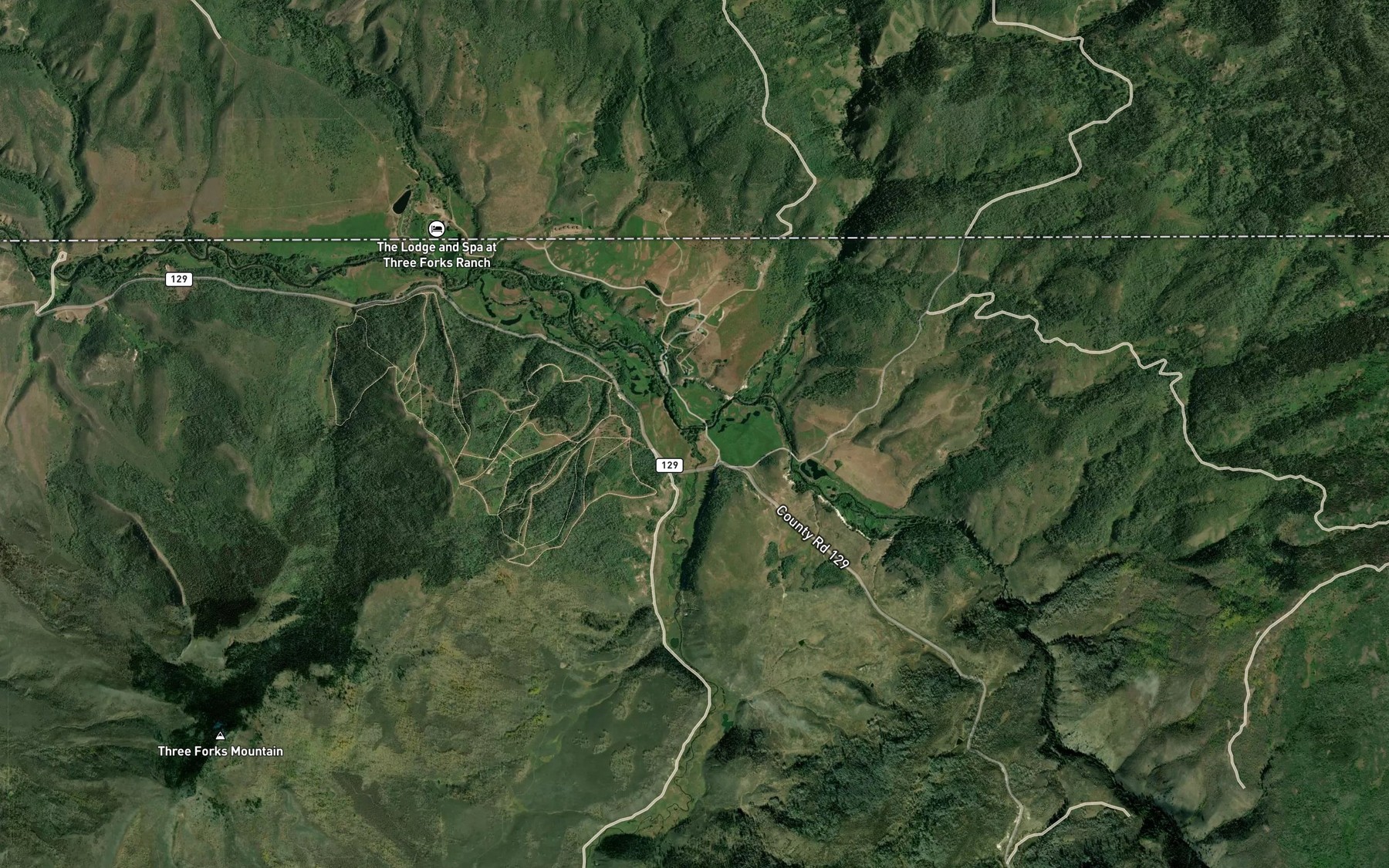 Satellite map of the South Fork Little Snake River