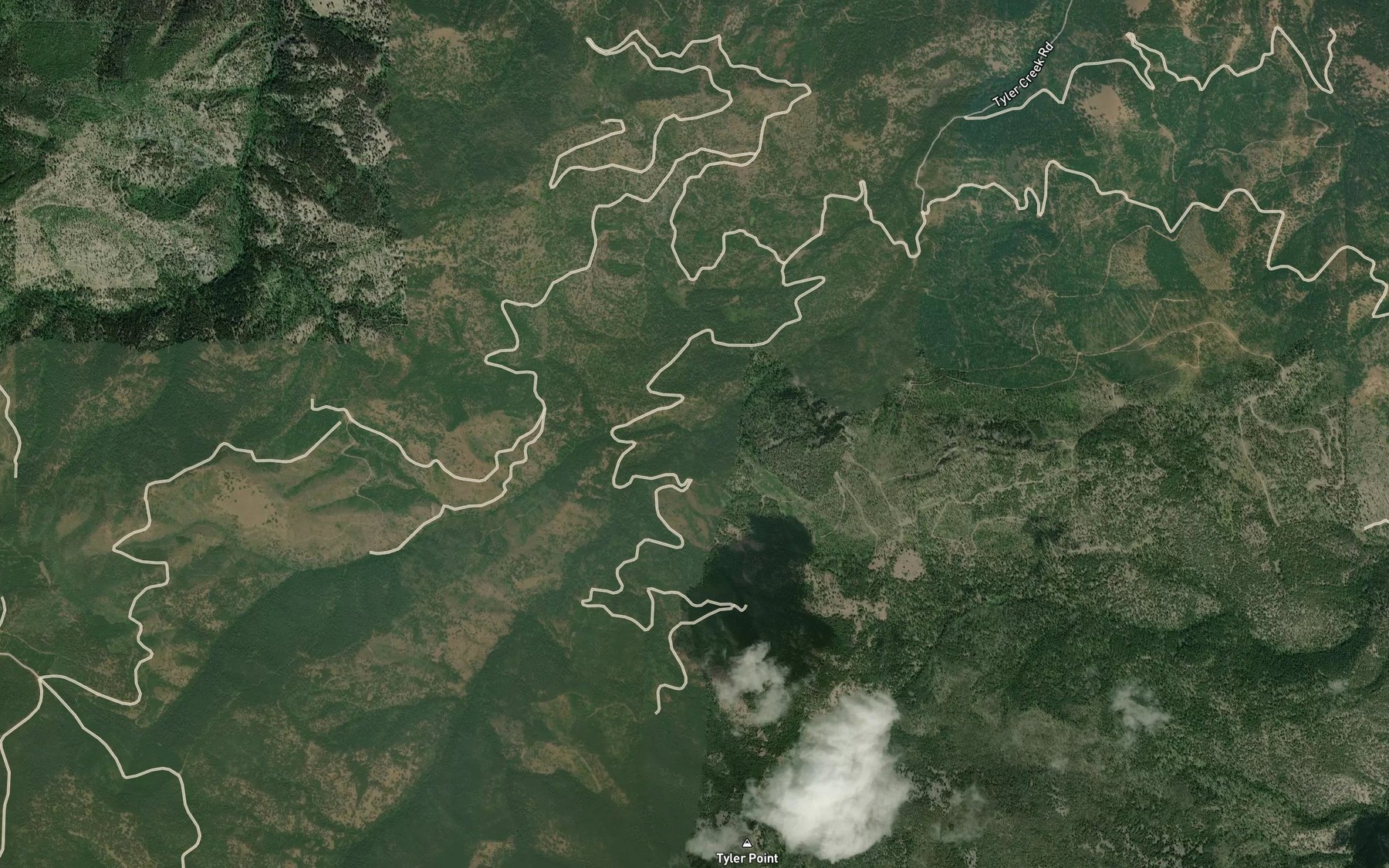 Satellite map of the West Fork Tyler Creek