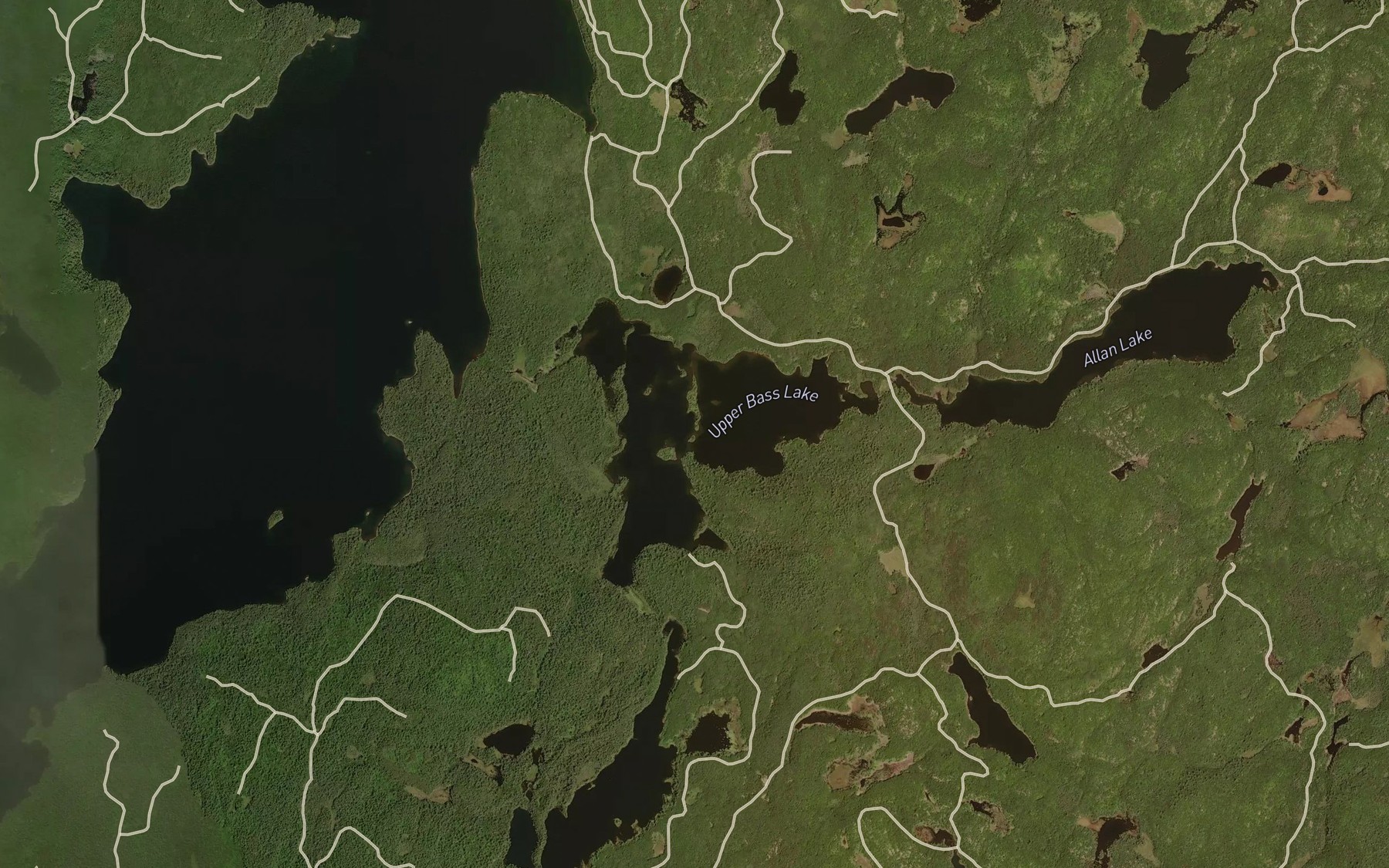 Satellite map of the Upper Bass Lake
