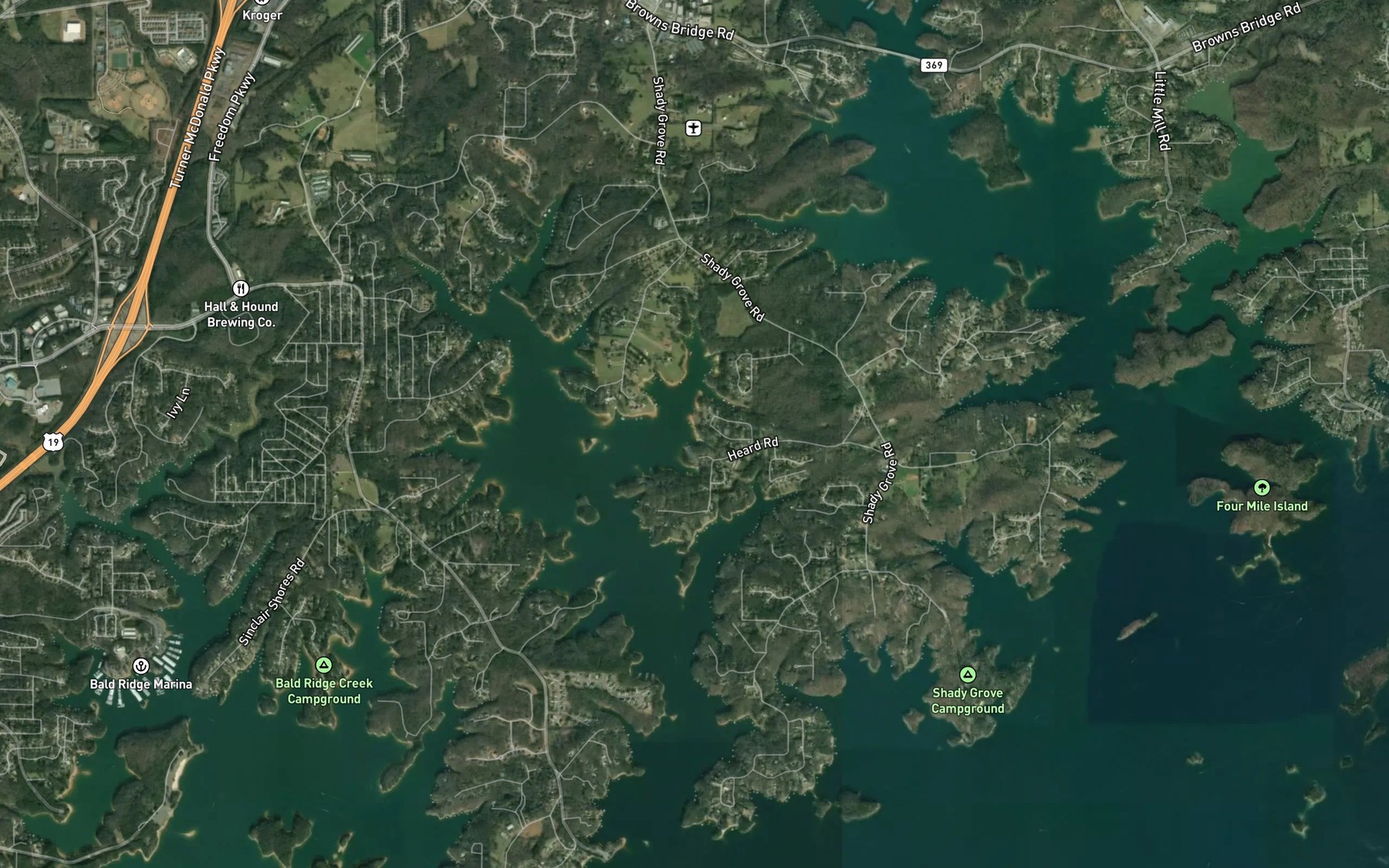 Satellite map of the Young Deer Creek
