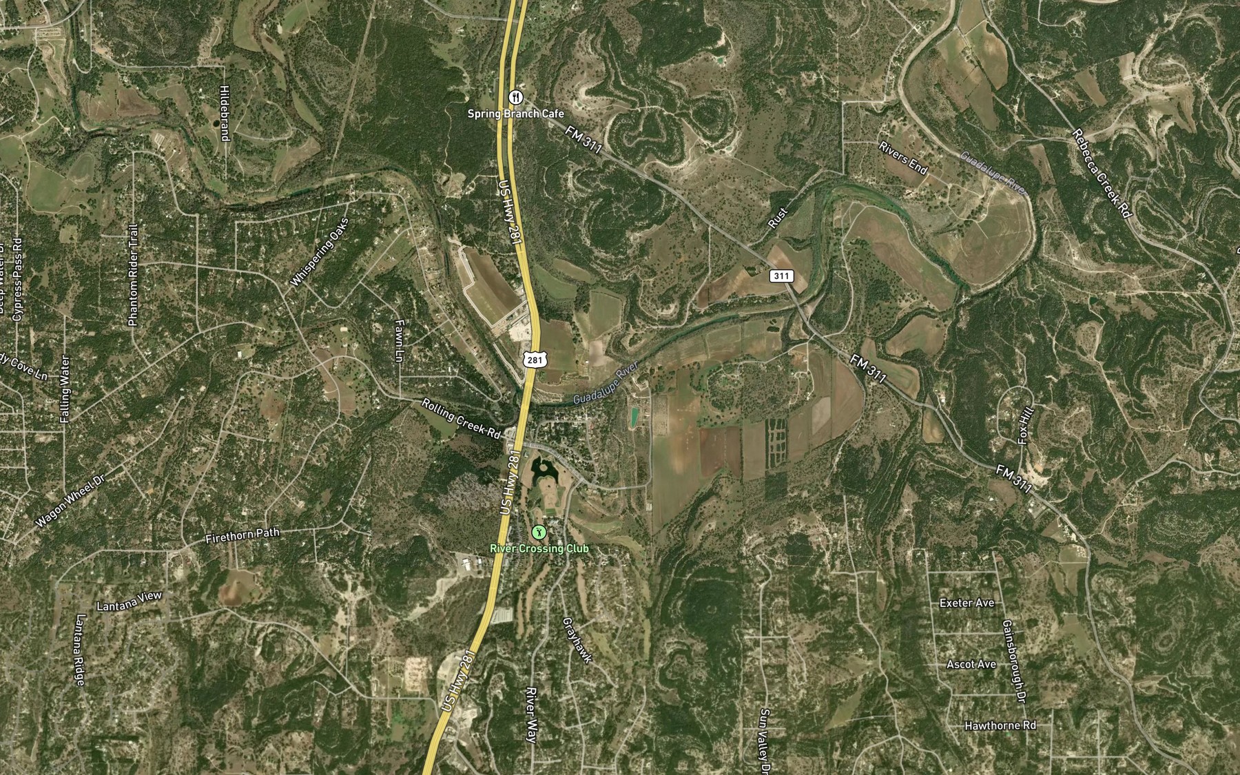 Satellite map of the Elm Creek