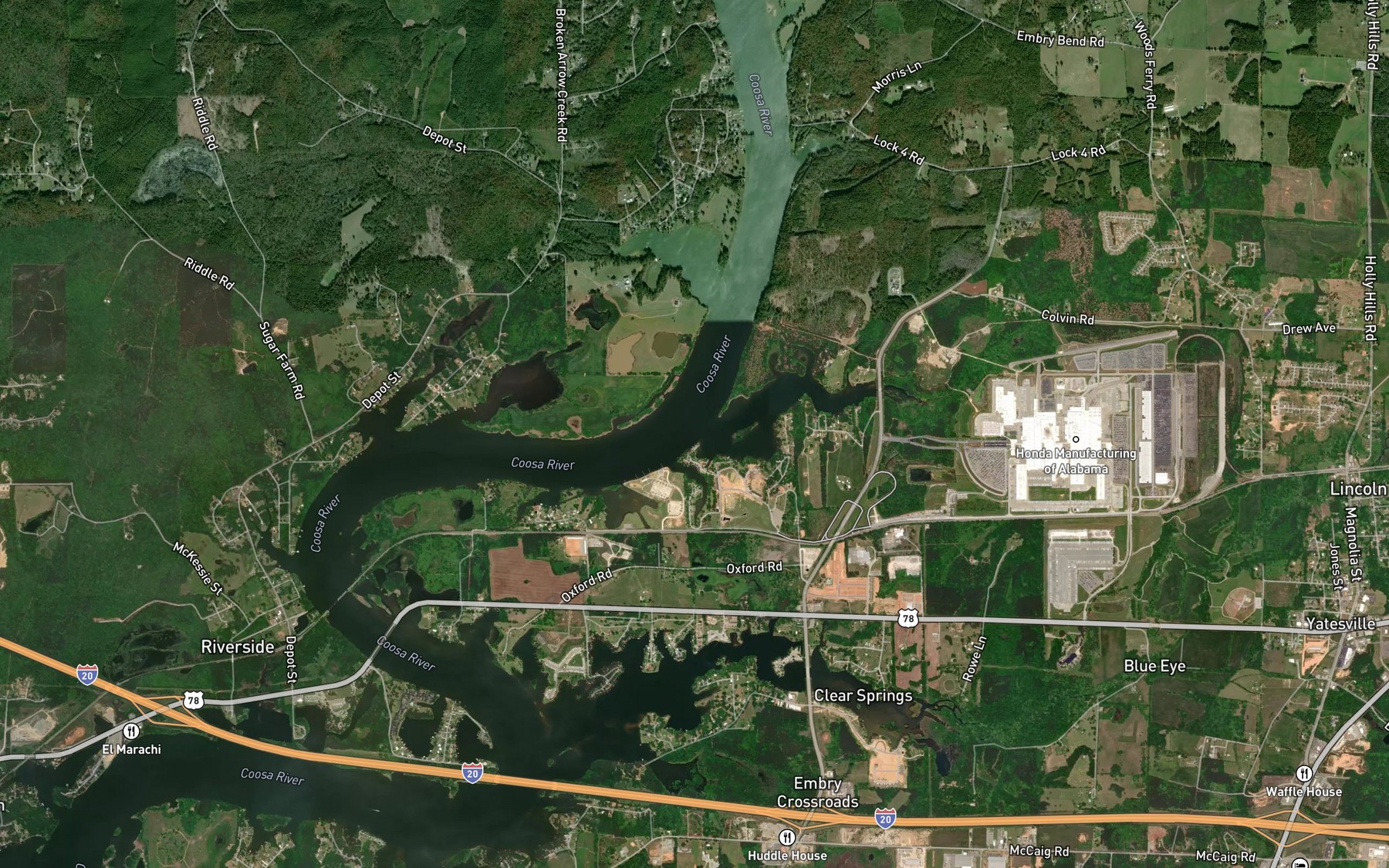 Satellite map of the Blue Spring Branch