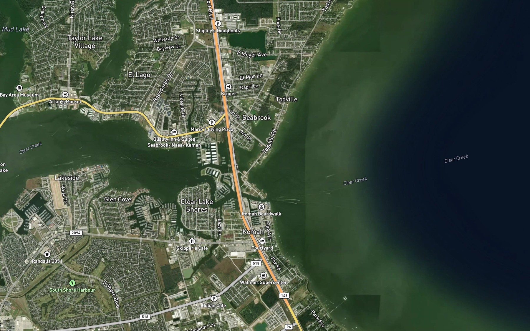 Satellite map of the Clear Creek