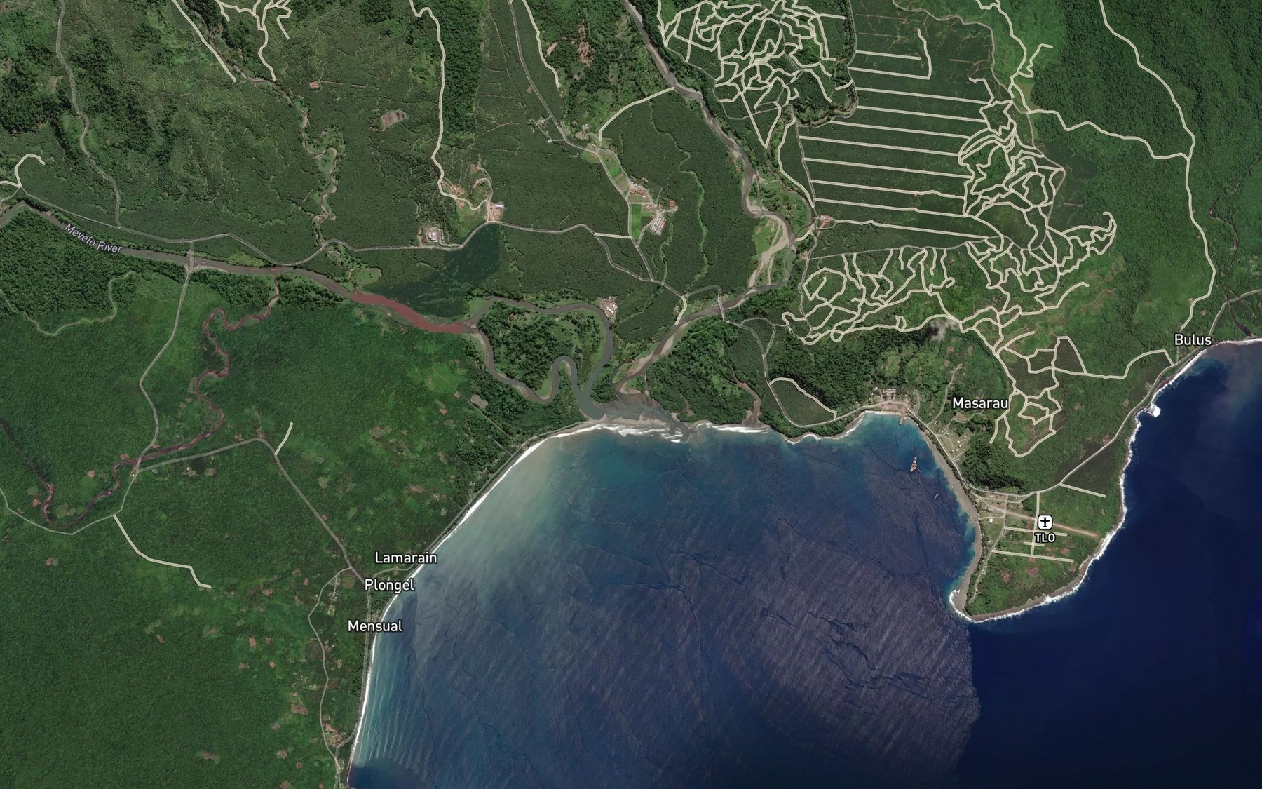 Satellite map of the Mumus Creek