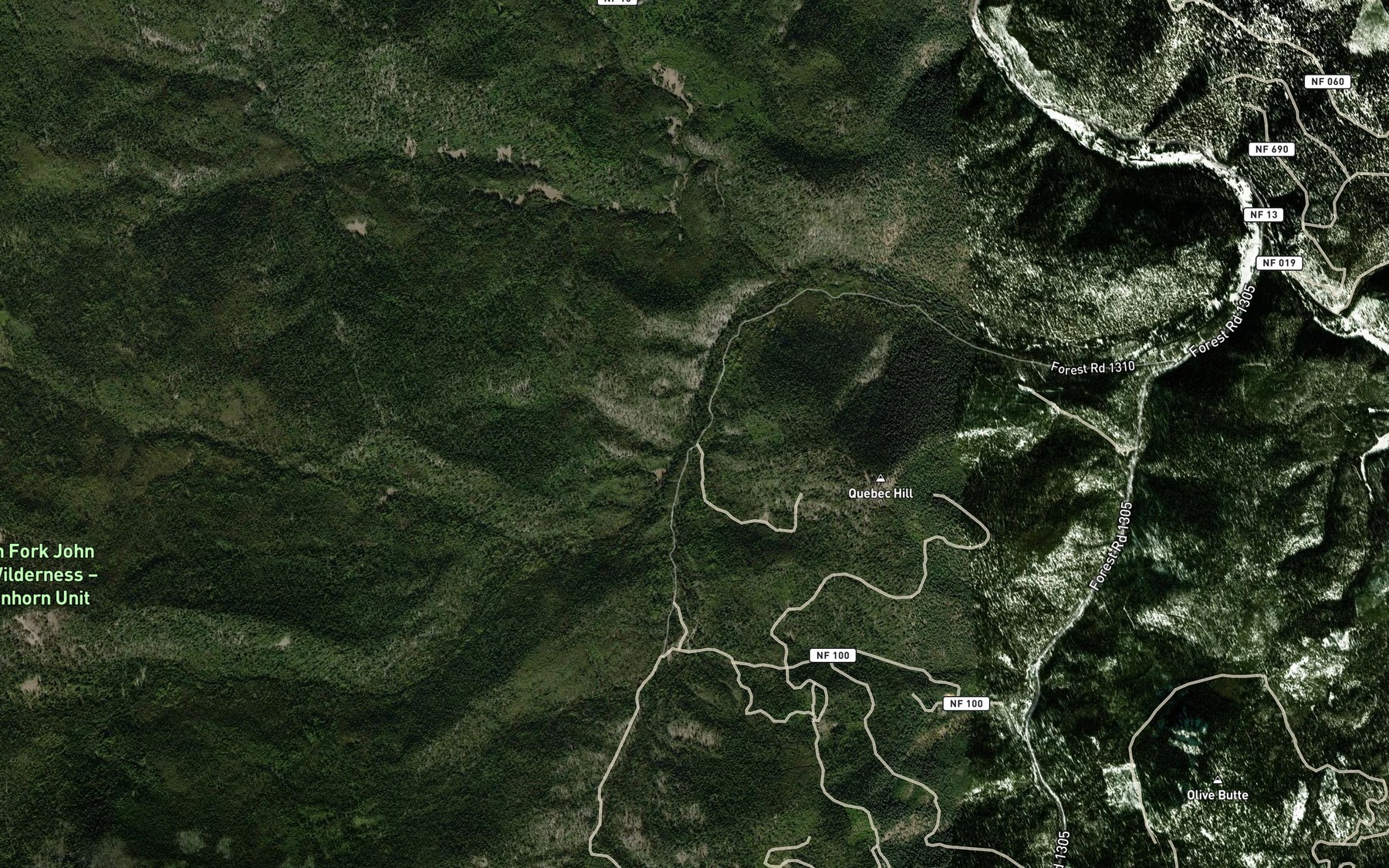 Satellite map of the Lightning Creek