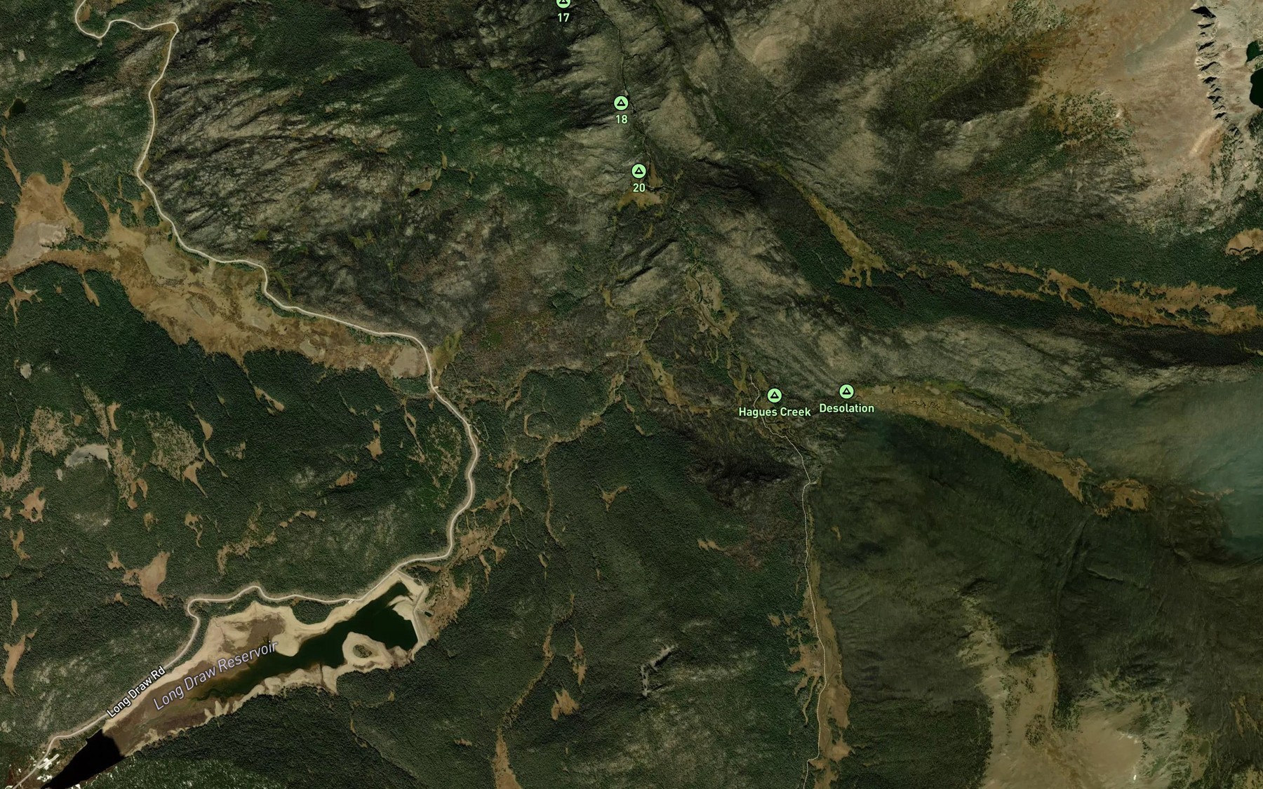 Satellite map of the Corral Creek