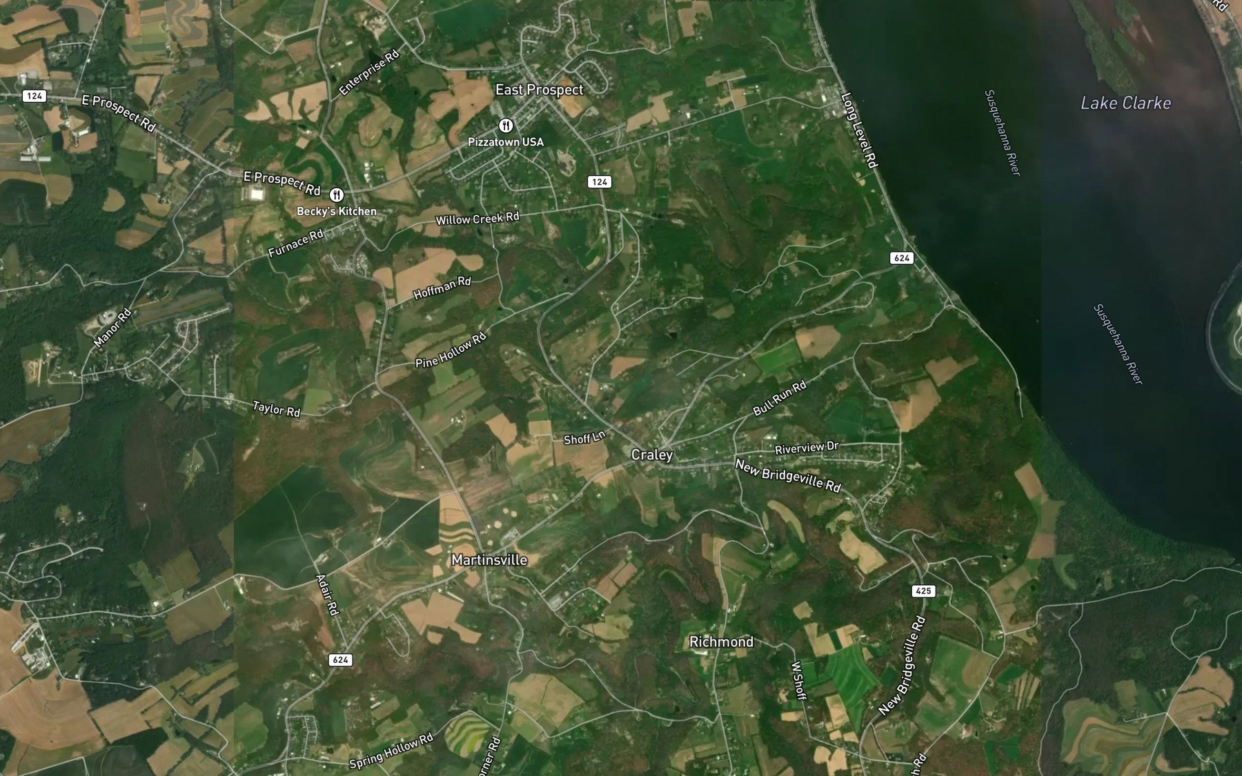Satellite map of the Cook Creek