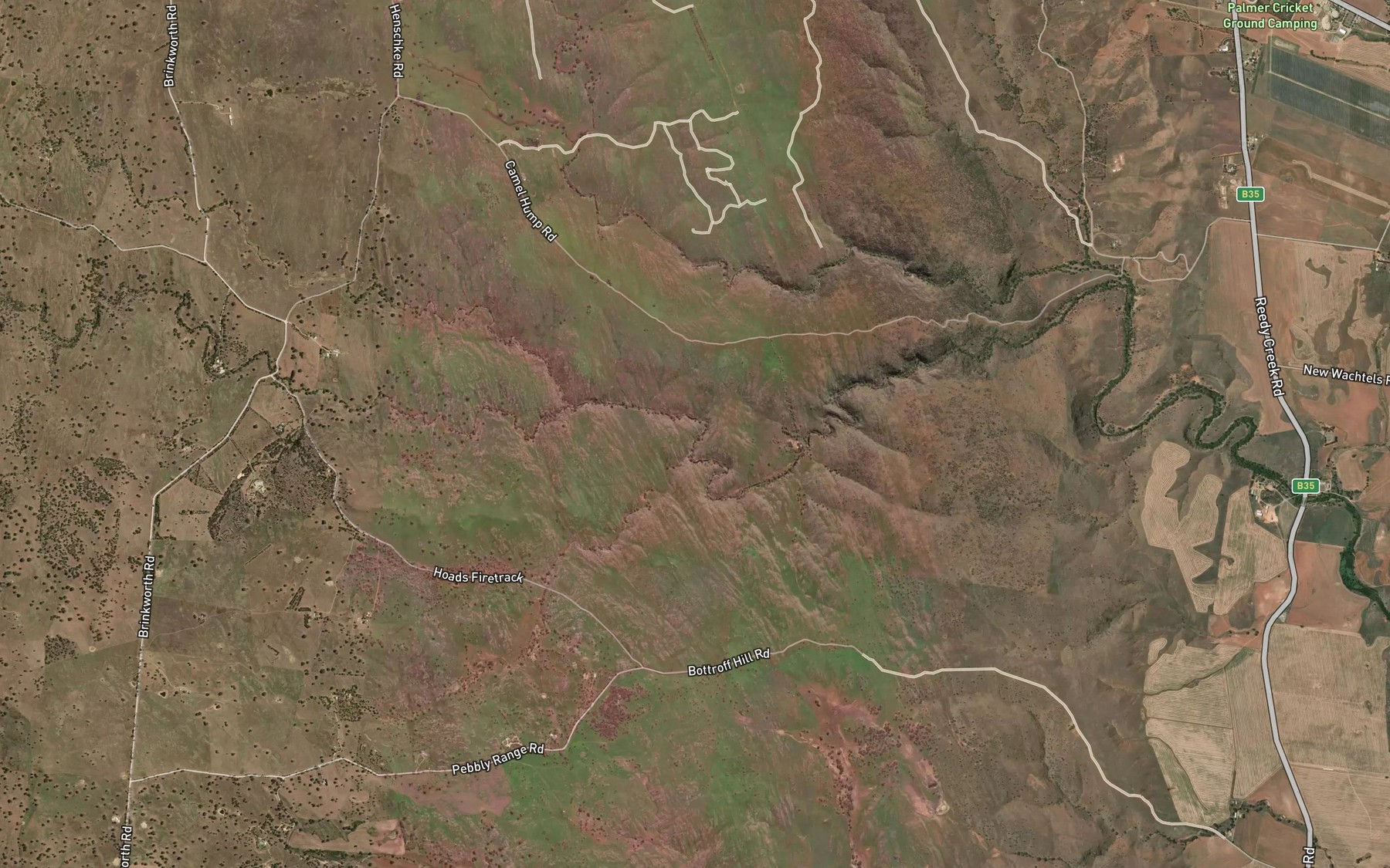 Satellite map of the Bakers Creek