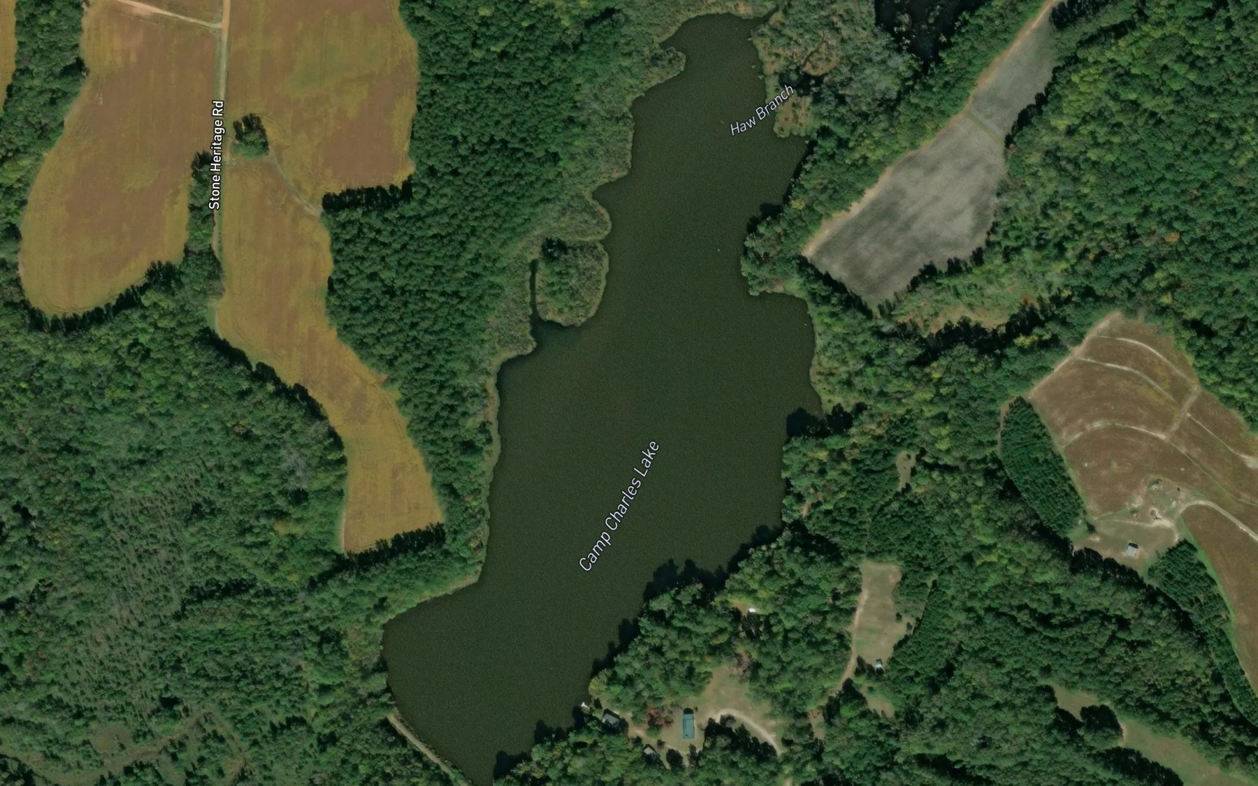 Satellite map of the Camp Charles Lake