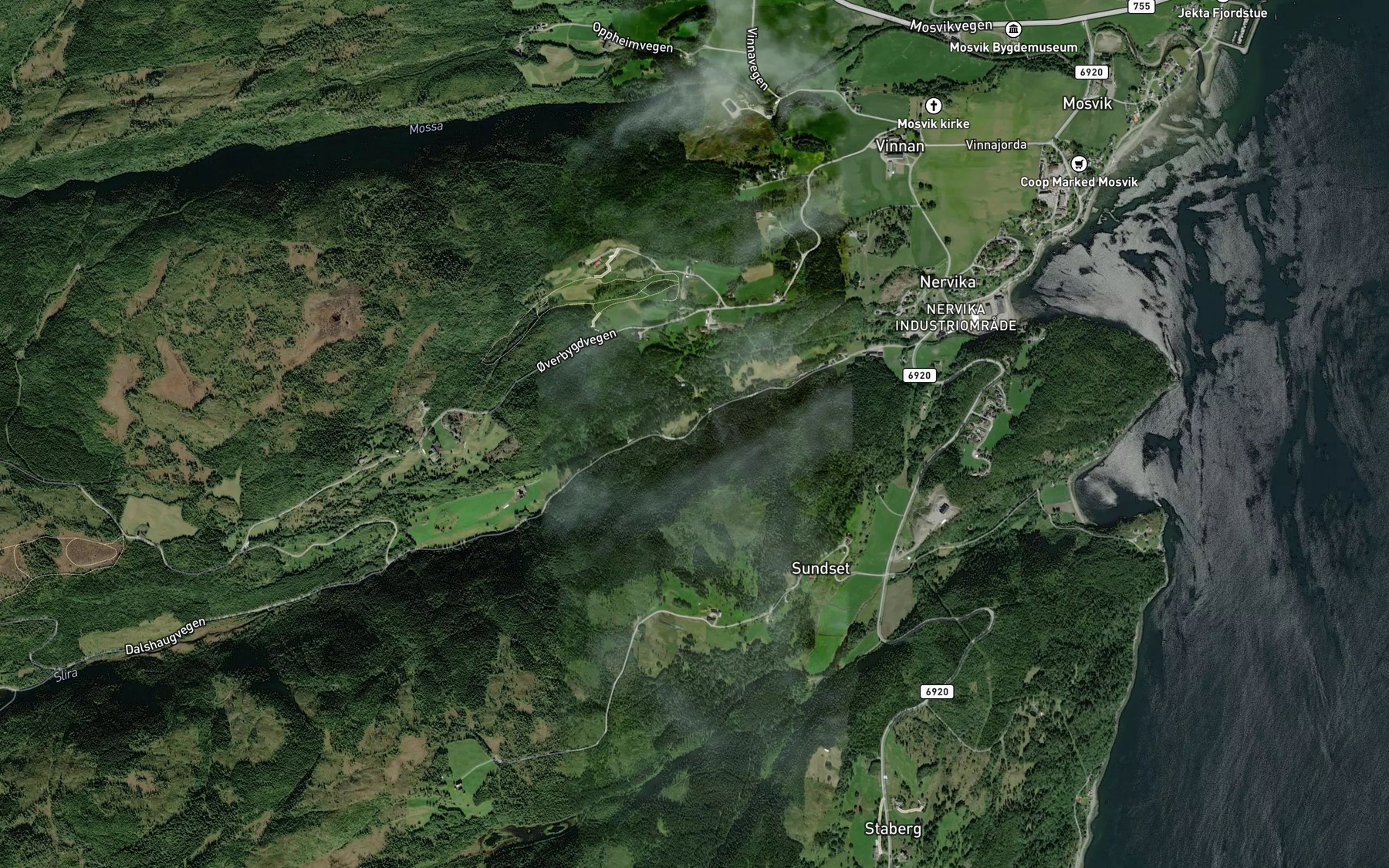 Satellite map of the Sagfossen