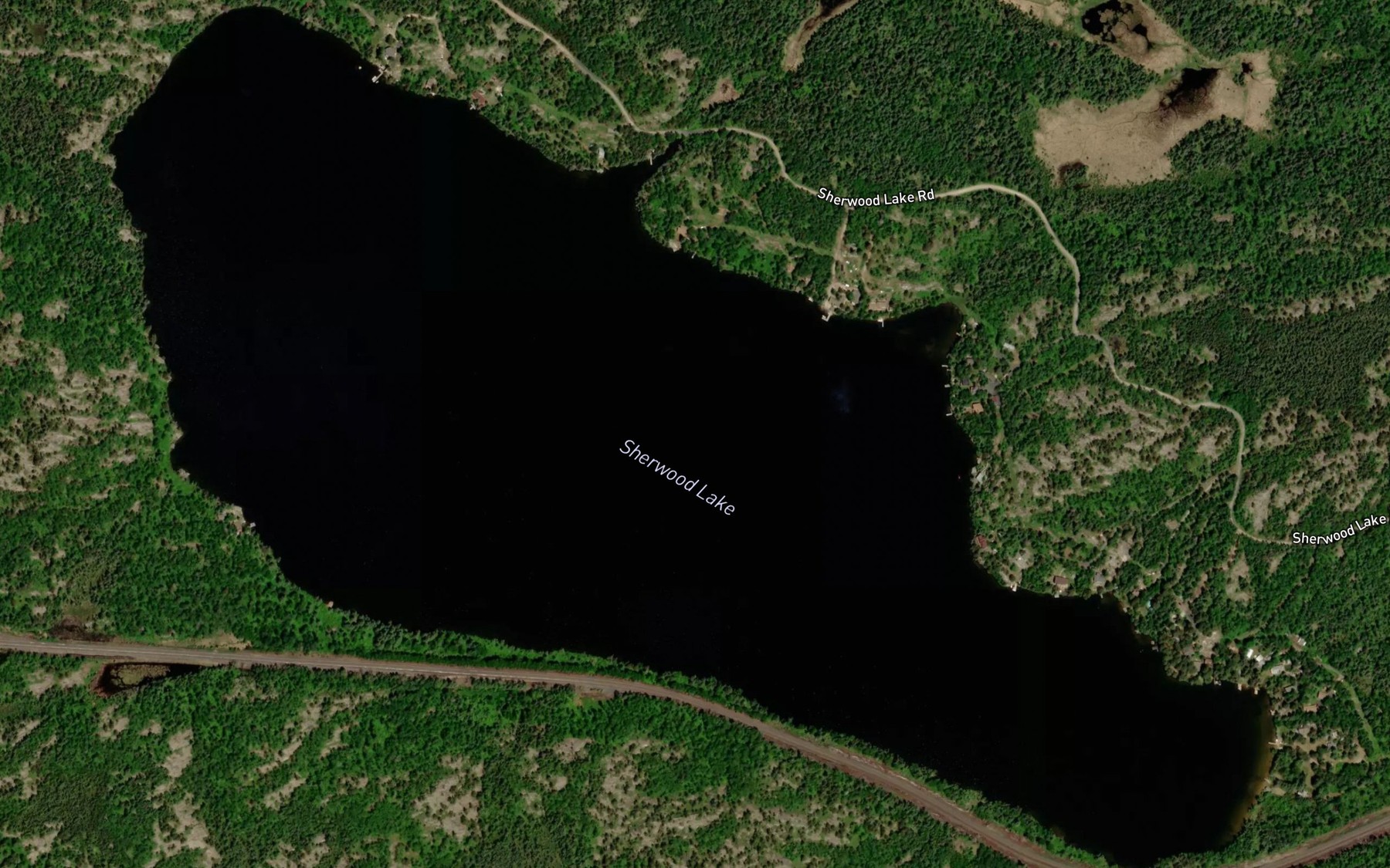 Satellite map of the Sherwood Lake