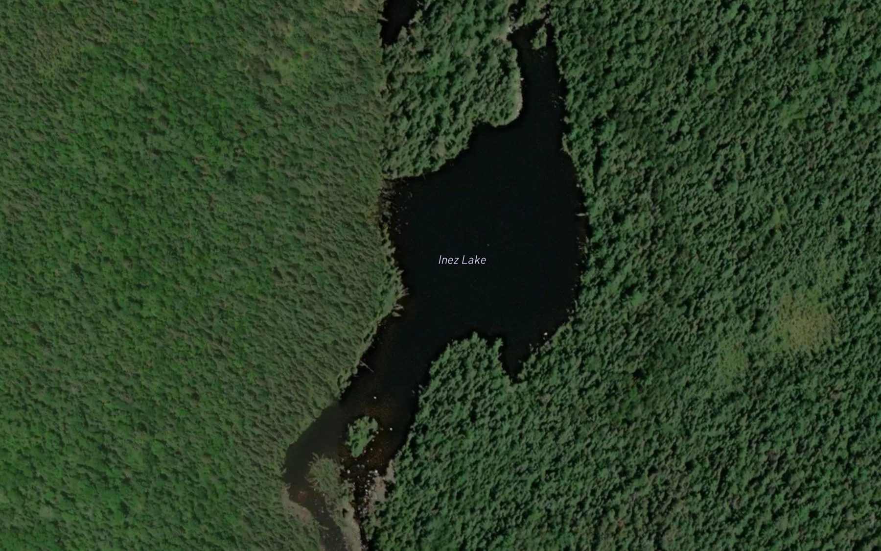 Satellite map of the Inez Lake
