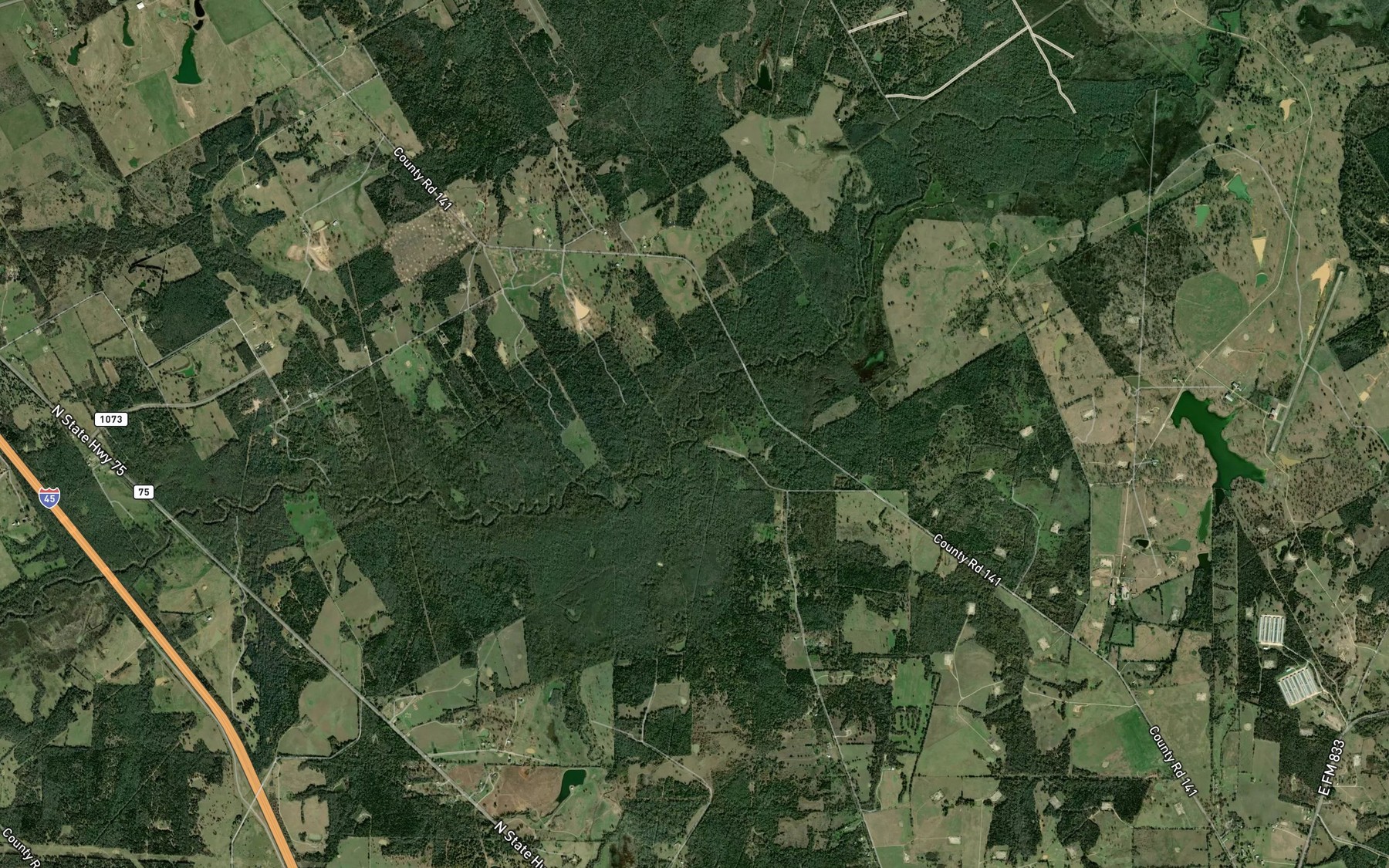 Satellite map of the Caney Creek