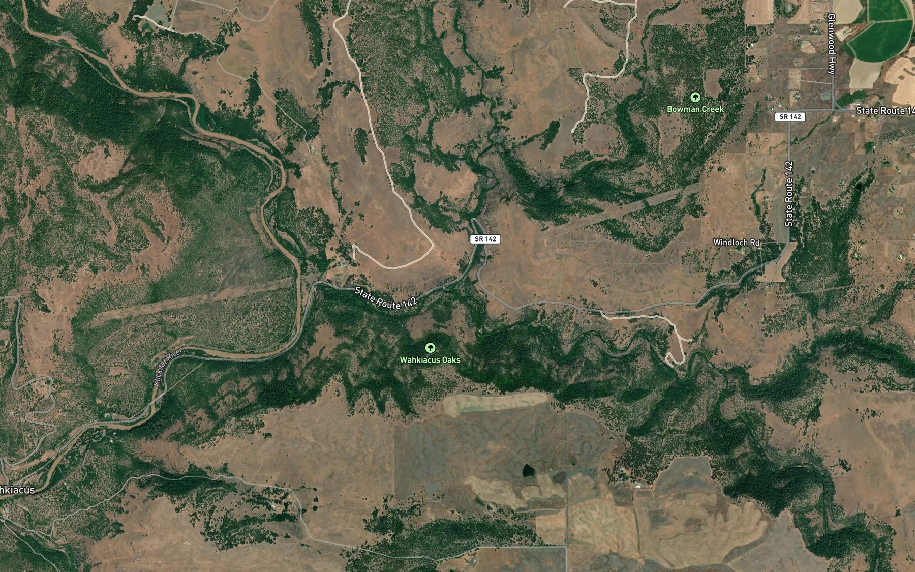 Satellite map of the Bowman Creek