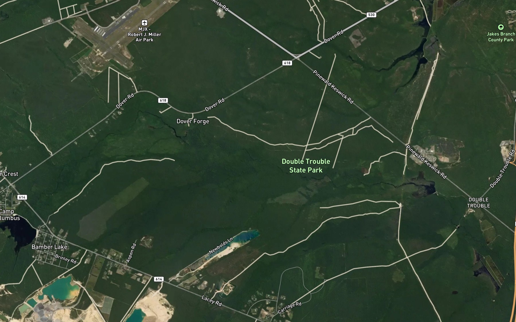 Satellite map of the Daniels Branch