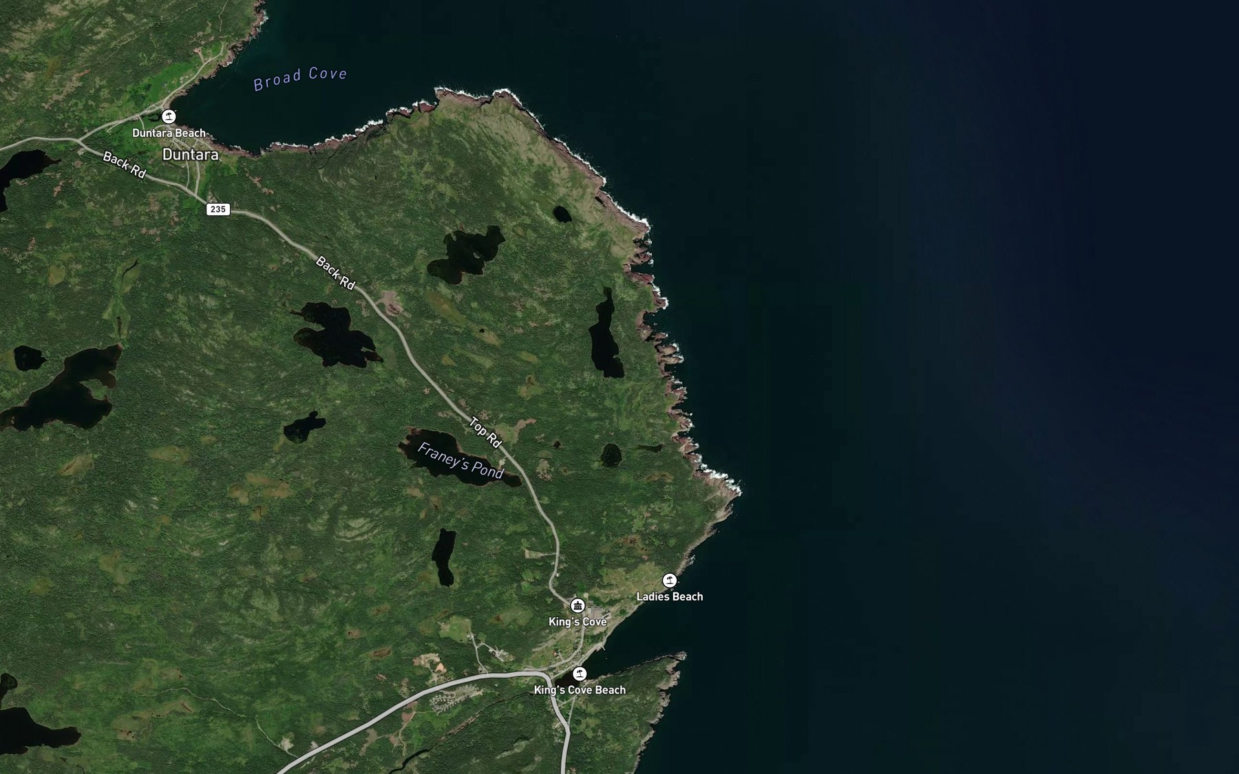 Satellite map of the Fish Point Gulch