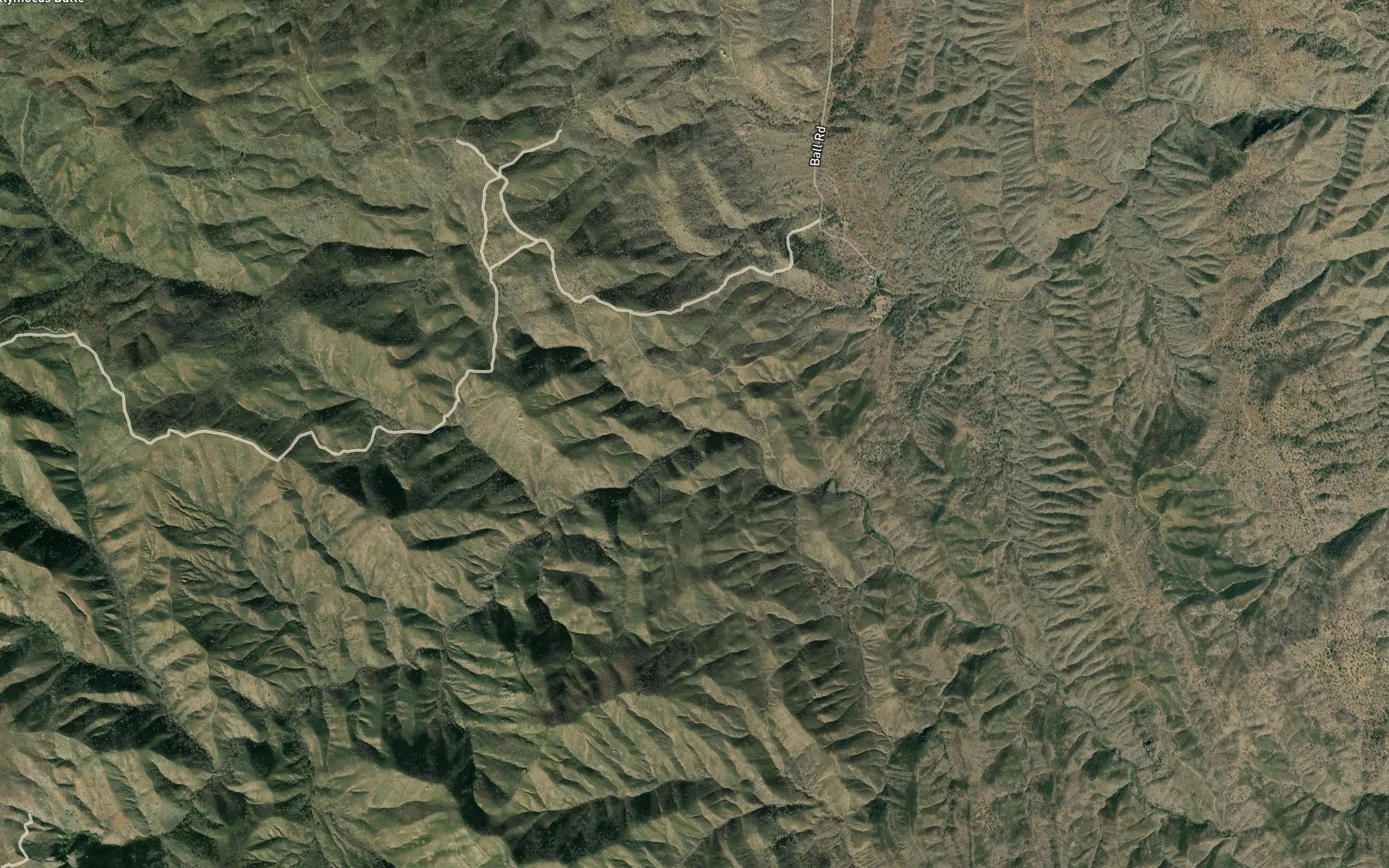 Satellite map of the Squaw Hollow Creek