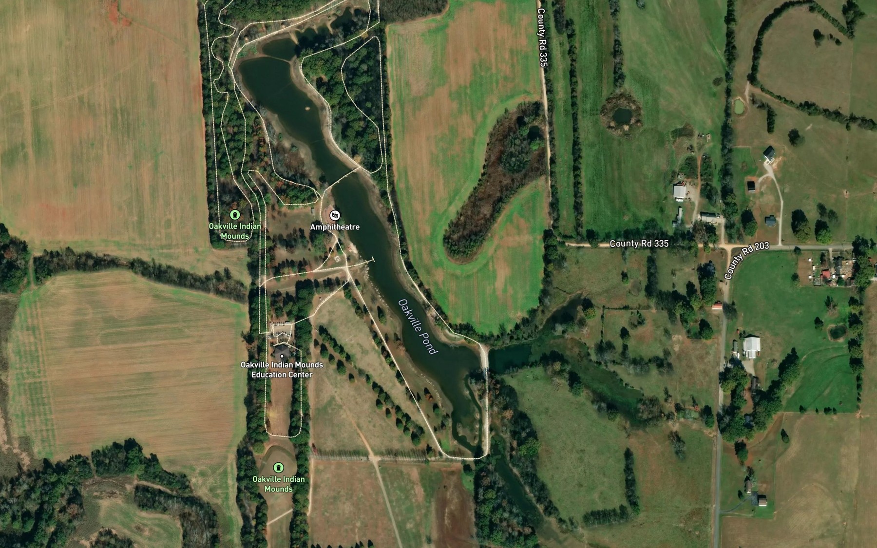 Satellite map of the Oakville Pond