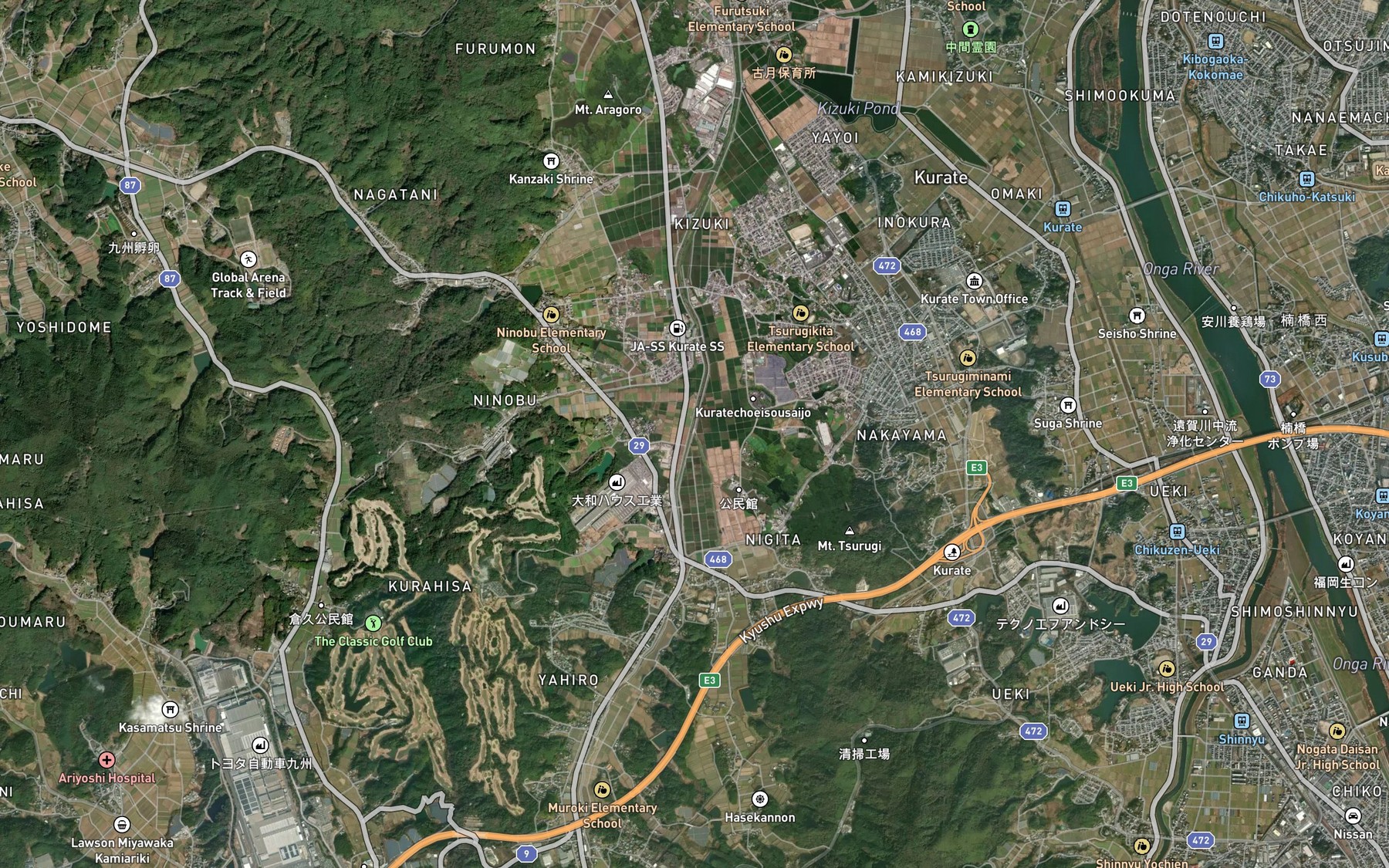 Satellite map of the Hase Gawa
