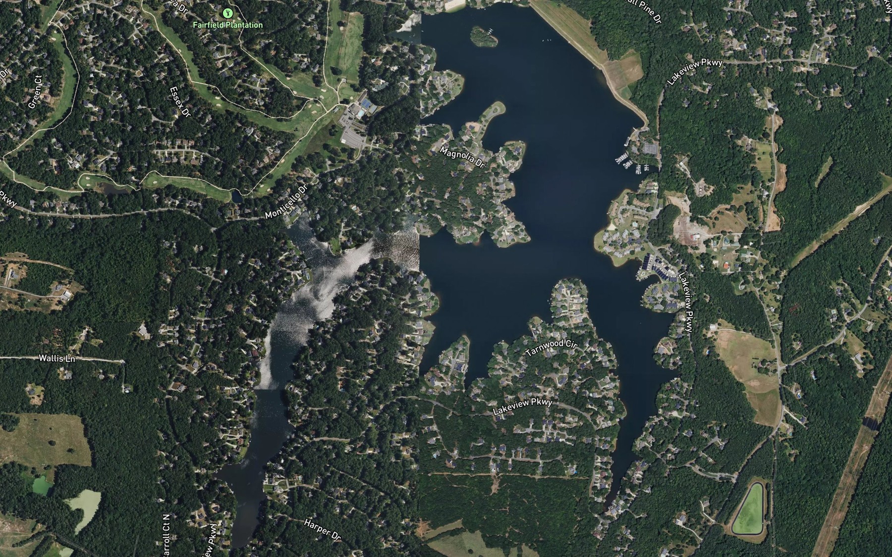 Satellite map of the Treasure Lake