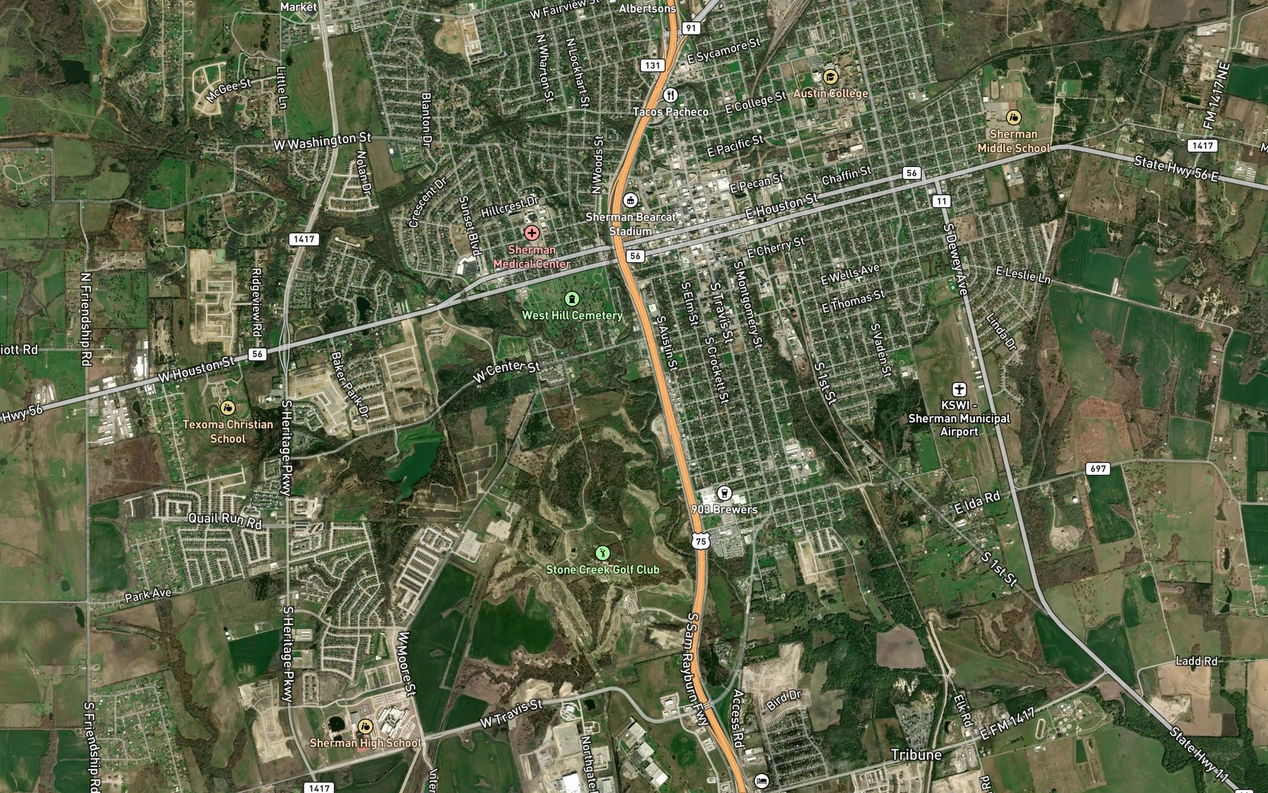 Satellite map of the Sand Creek
