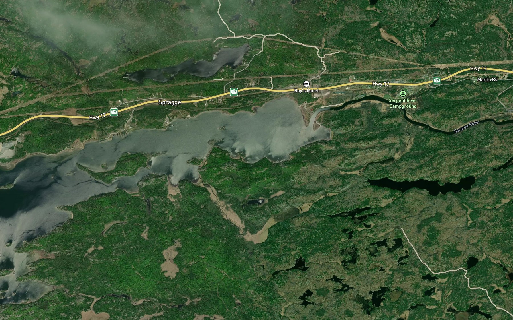 Satellite map of the Serpent River