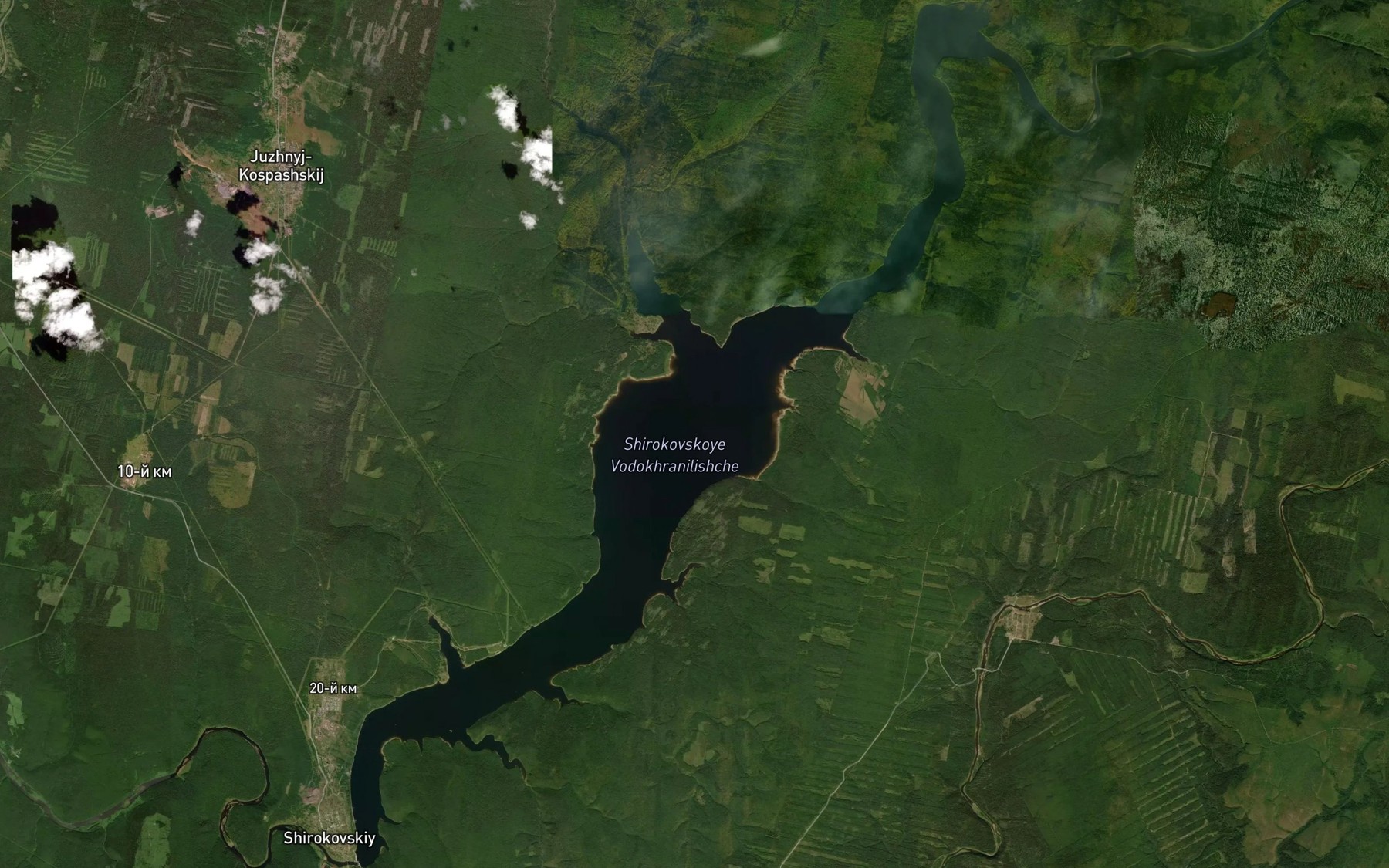 Satellite map of the Shirokovskoye Vodokhranilishche
