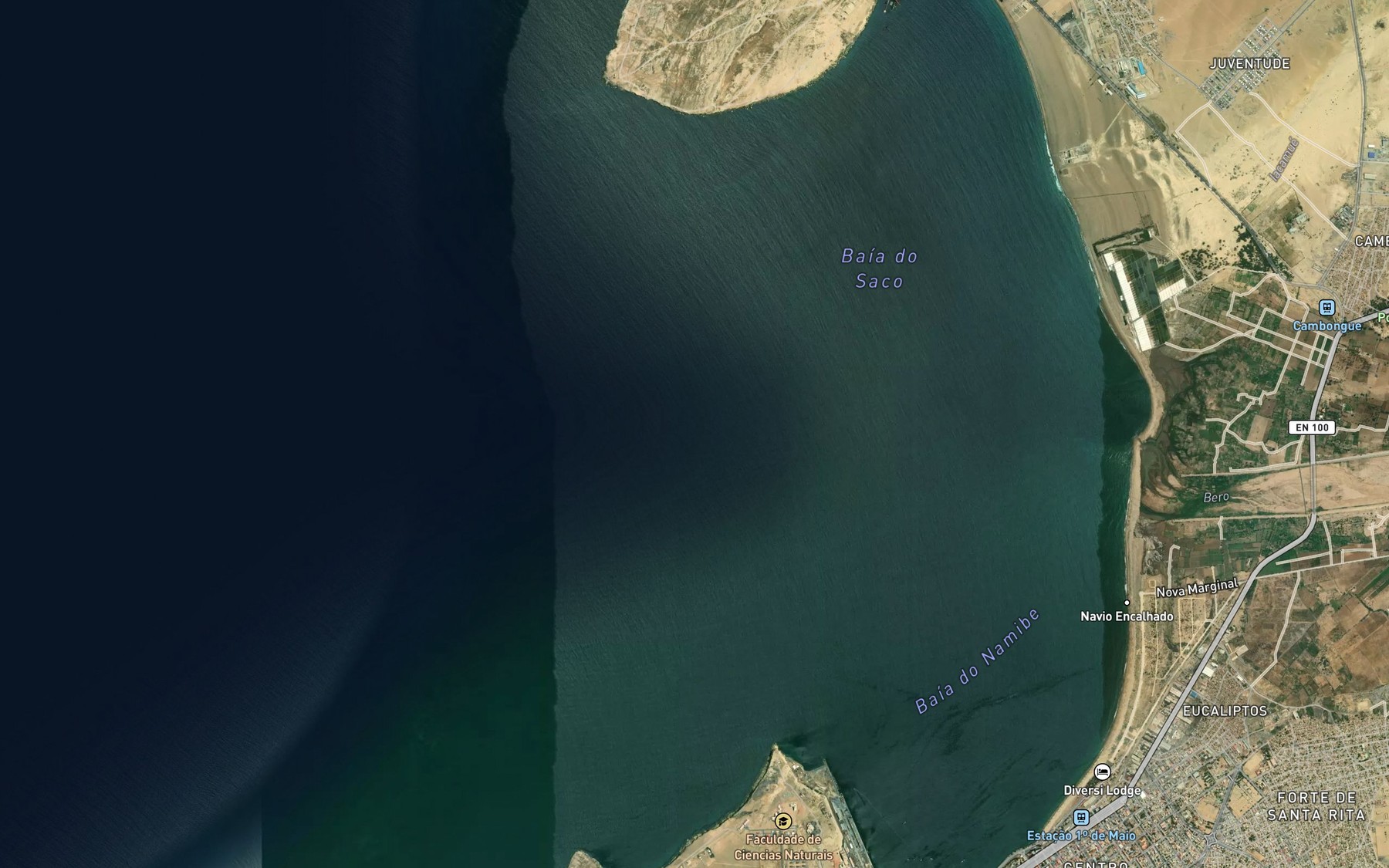 Satellite map of the Baia de Namibe