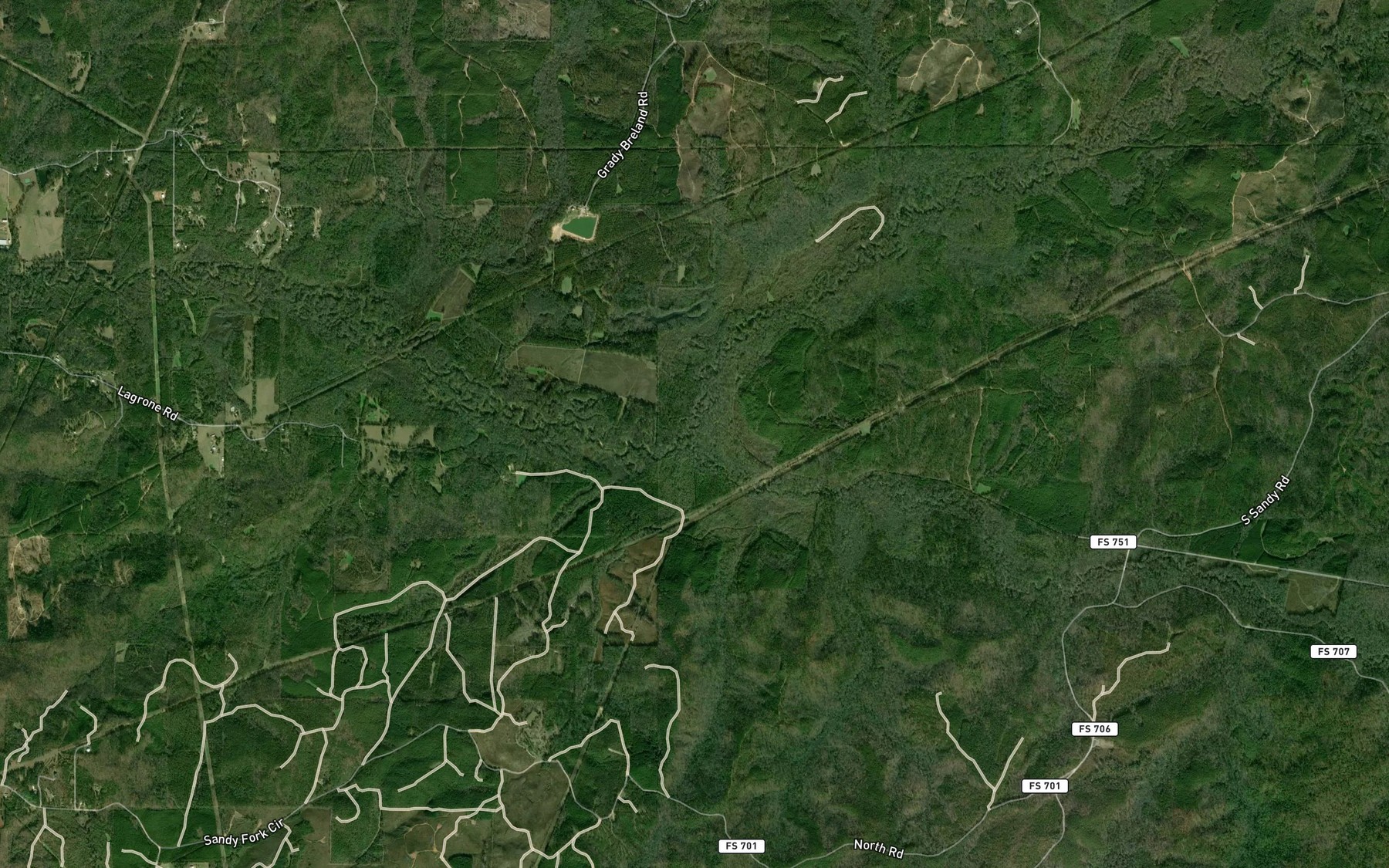 Satellite map of the South Sandy Creek