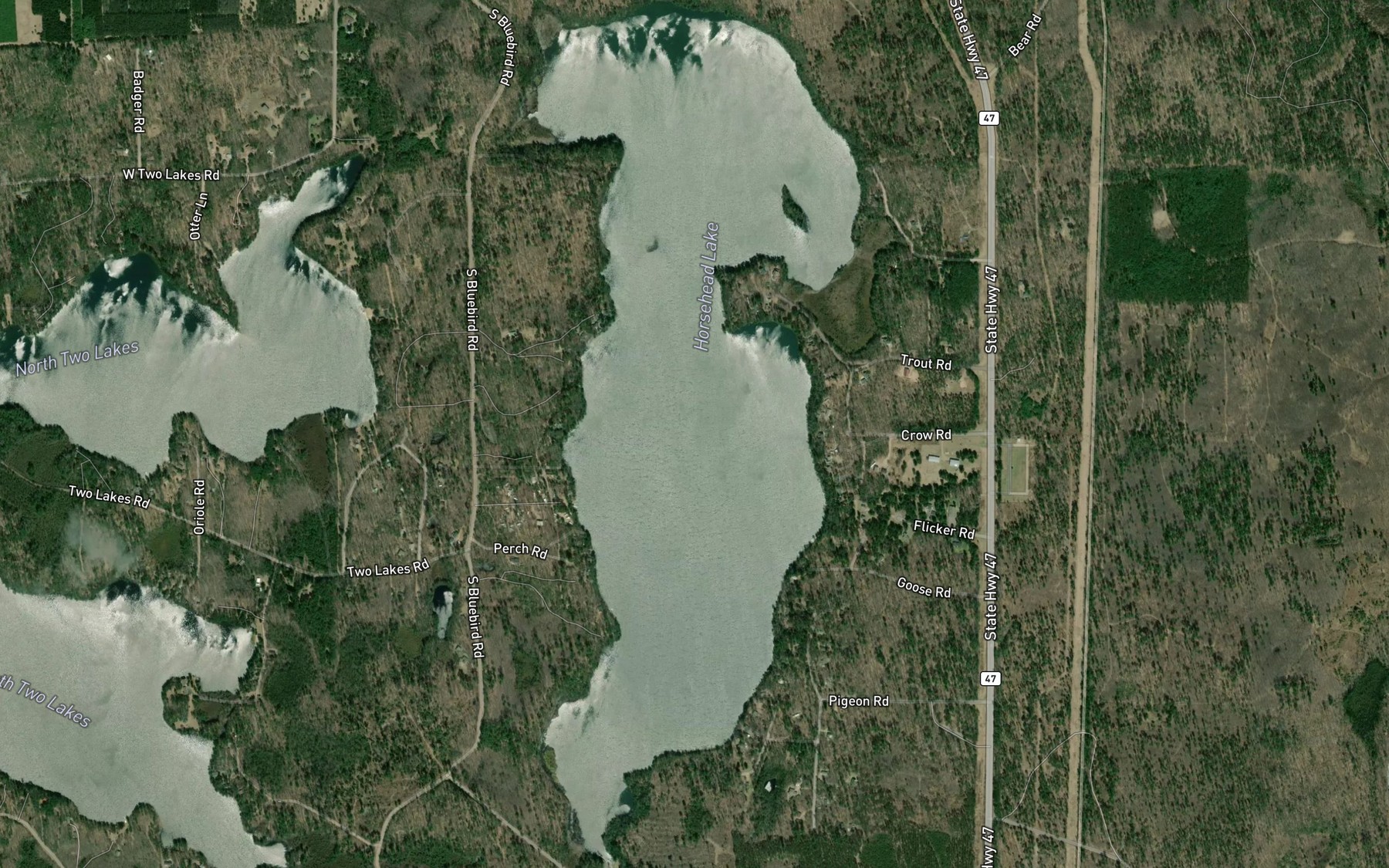 Satellite map of the Horsehead Lake