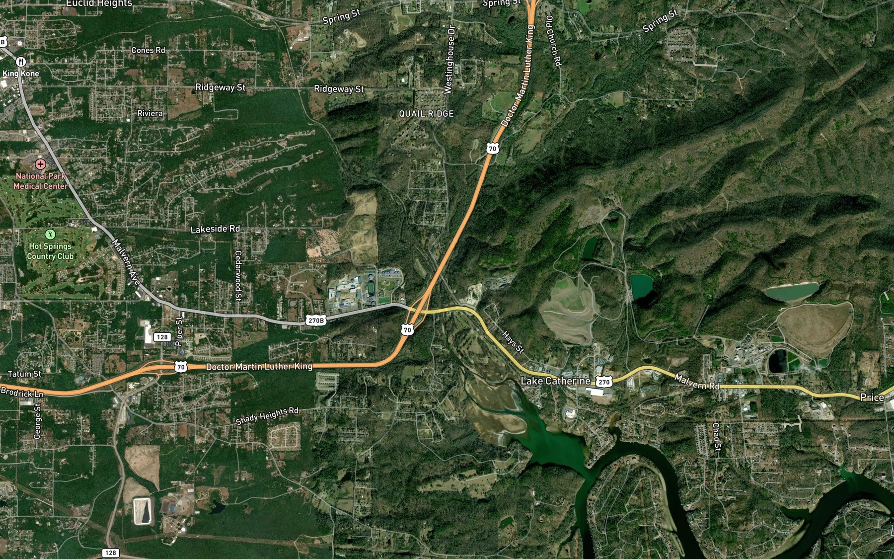 Satellite map of the East Branch Gulpha Creek