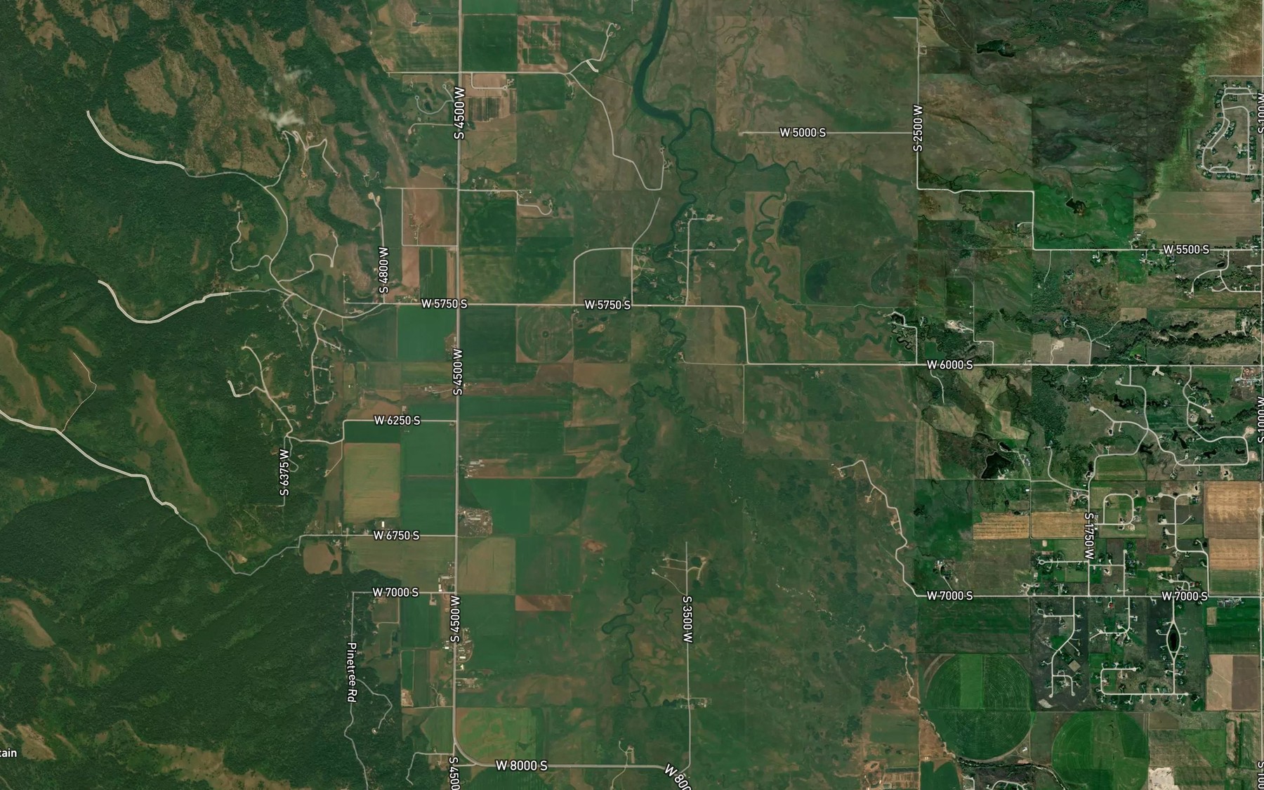 Satellite map of the Boquet Creek