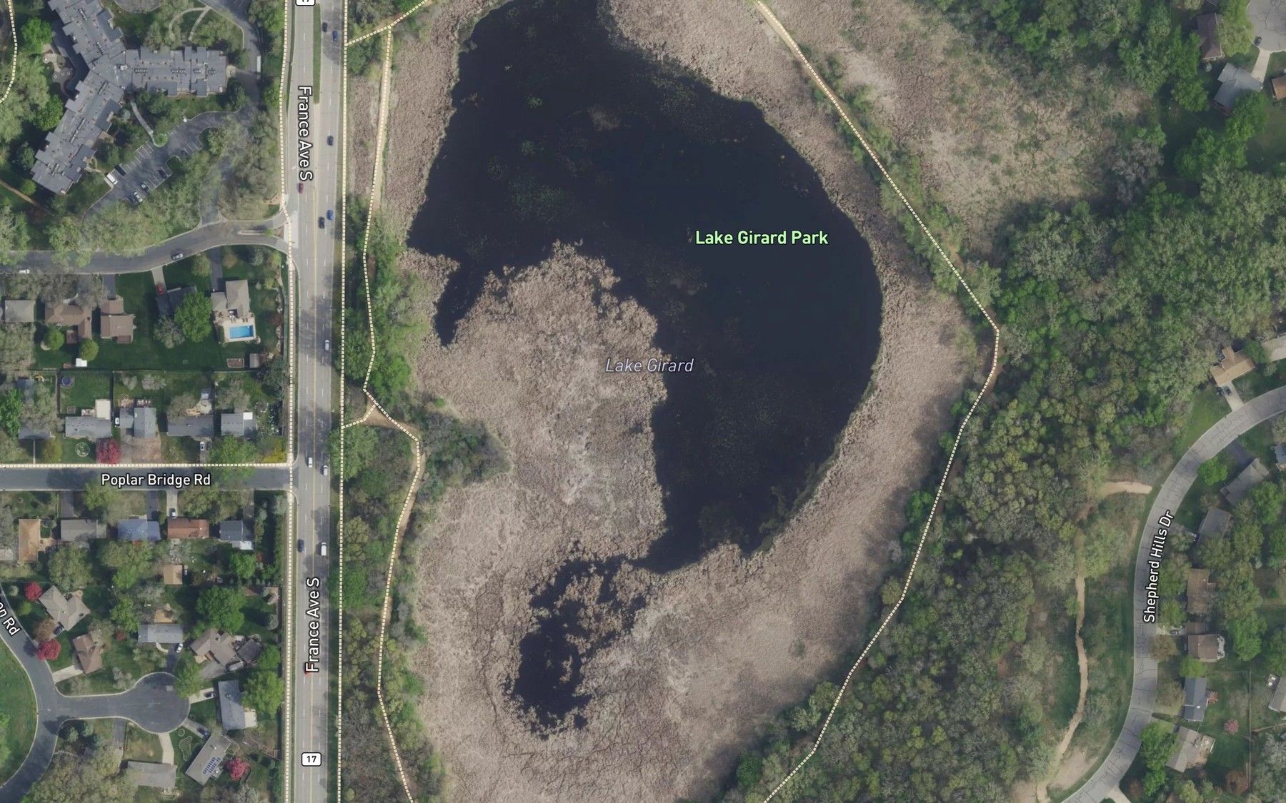 Satellite map of the Lake Girard