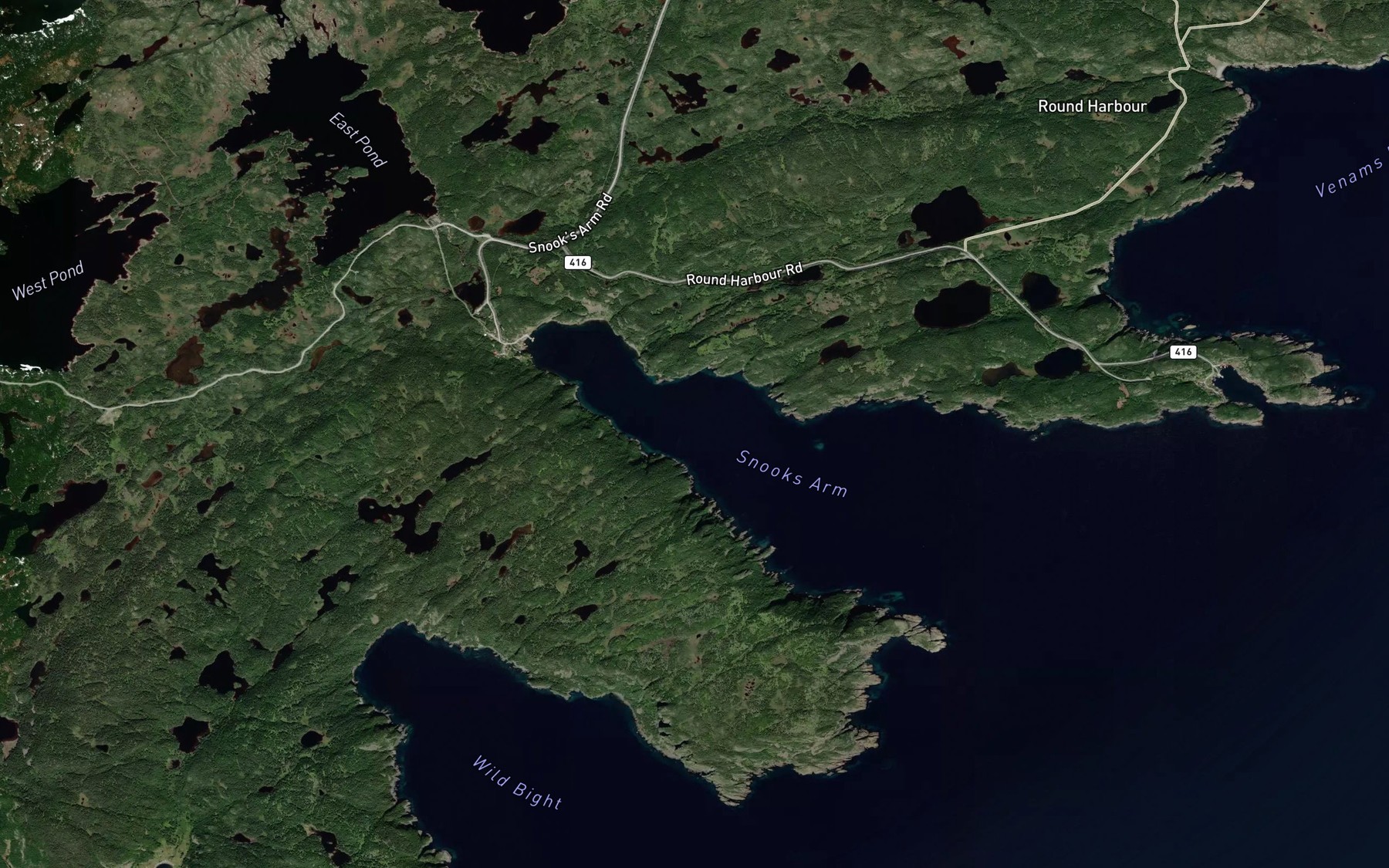 Satellite map of the Snooks Arm