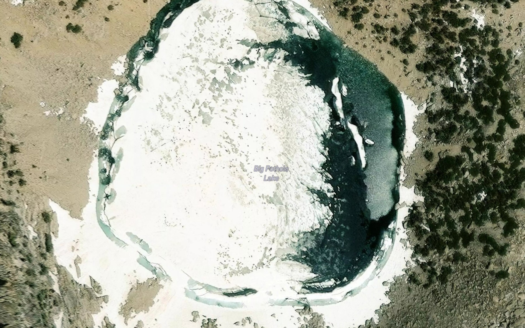 Satellite map of the Big Pothole Lake